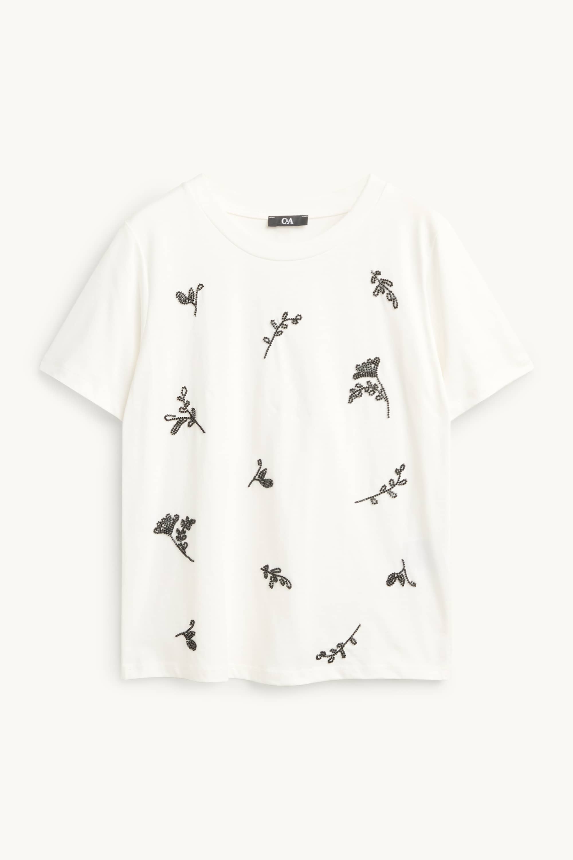 T-shirt with beads - regular fit white / black