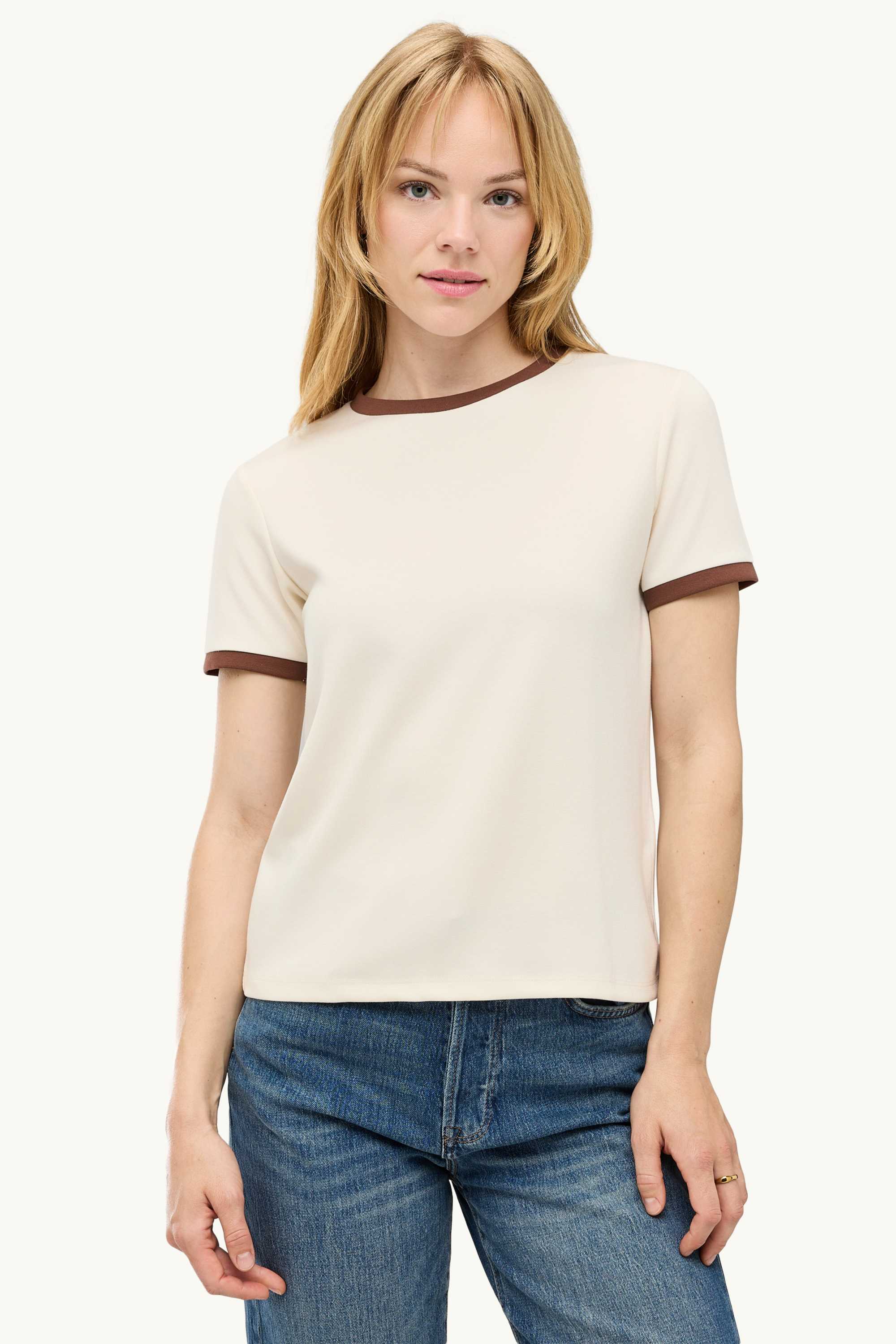 T-shirt - relaxed fit brown / cremewhite