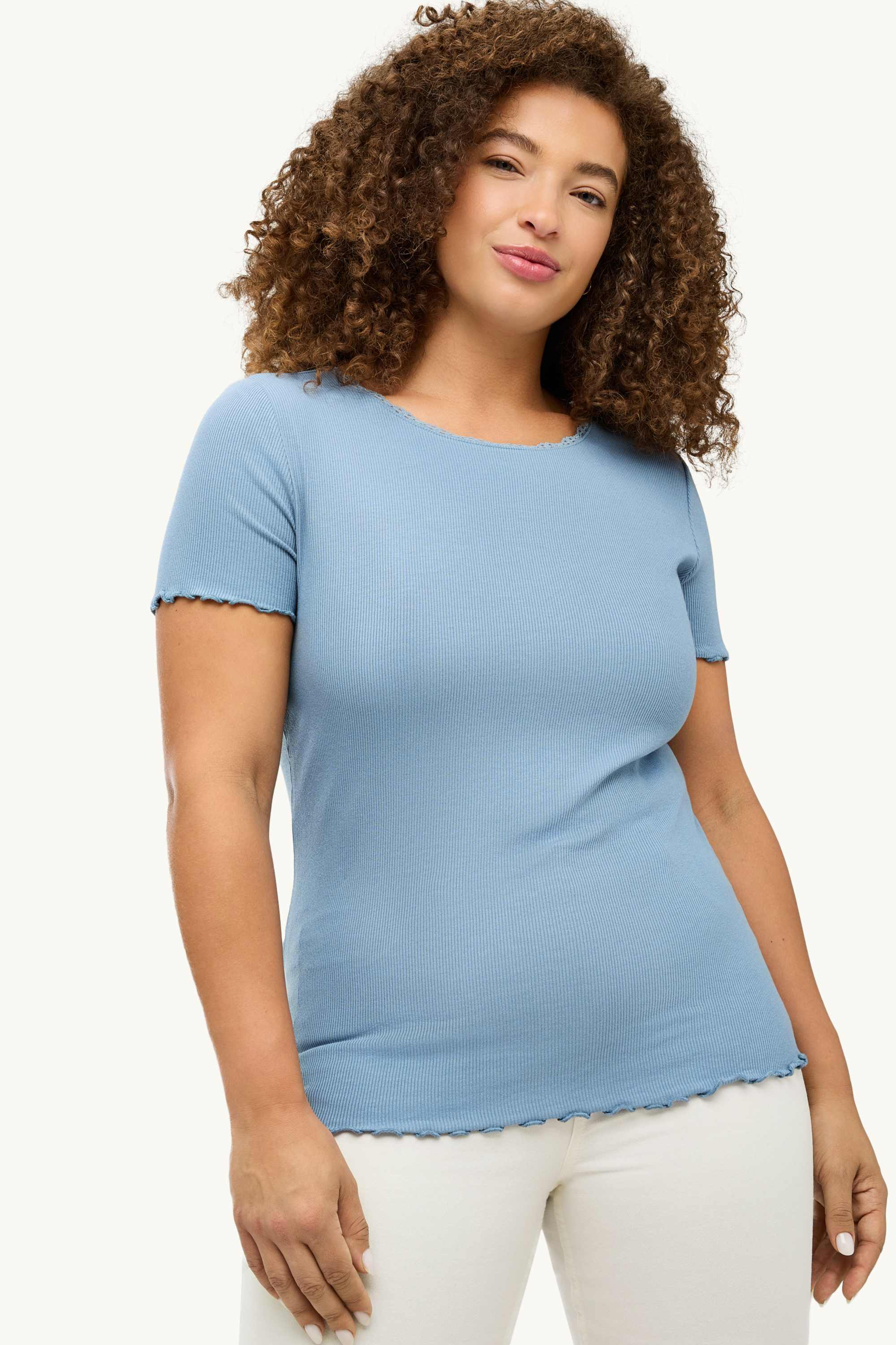 T-shirt - relaxed fit - ribbed light blue