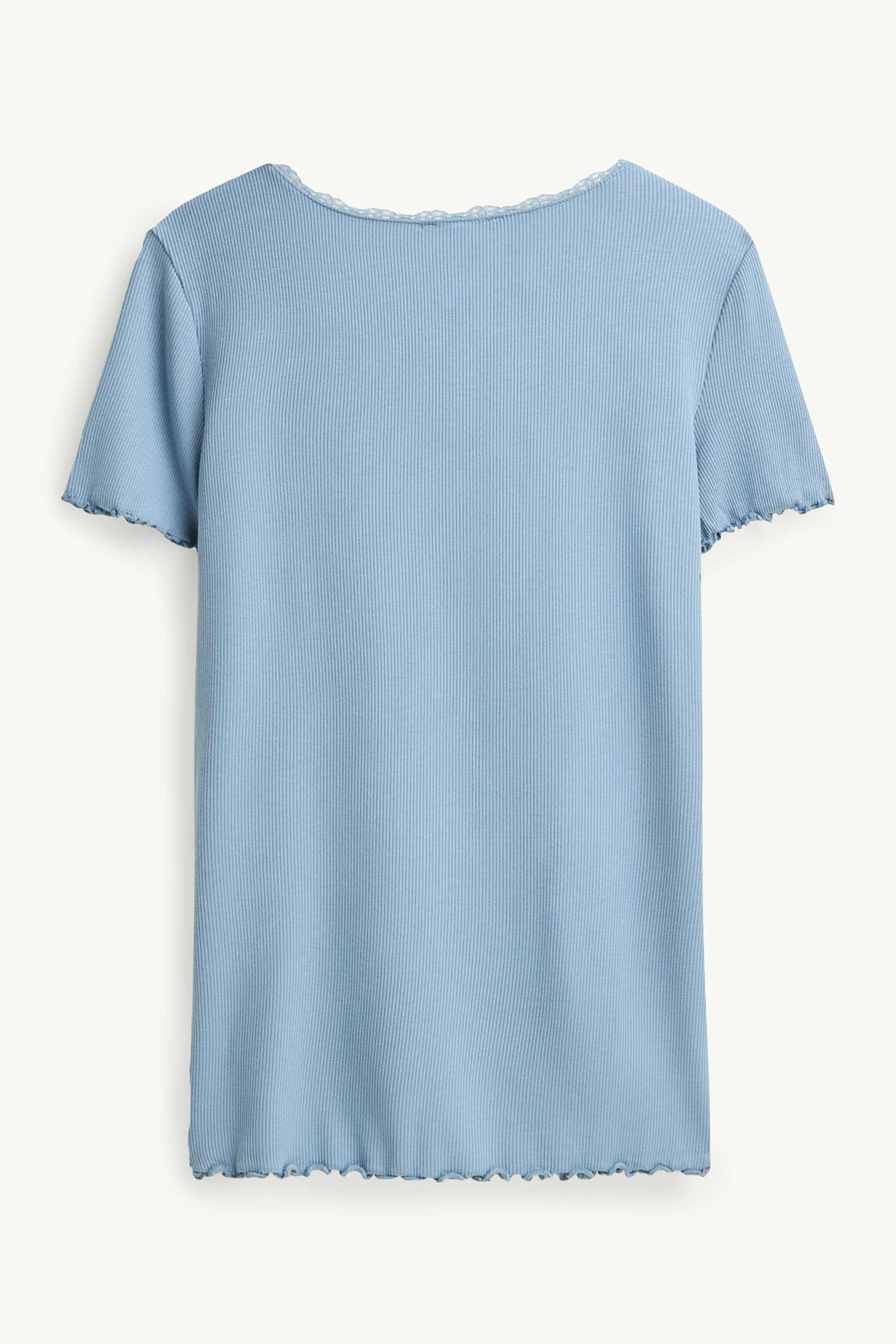 T-shirt - relaxed fit - ribbed light blue