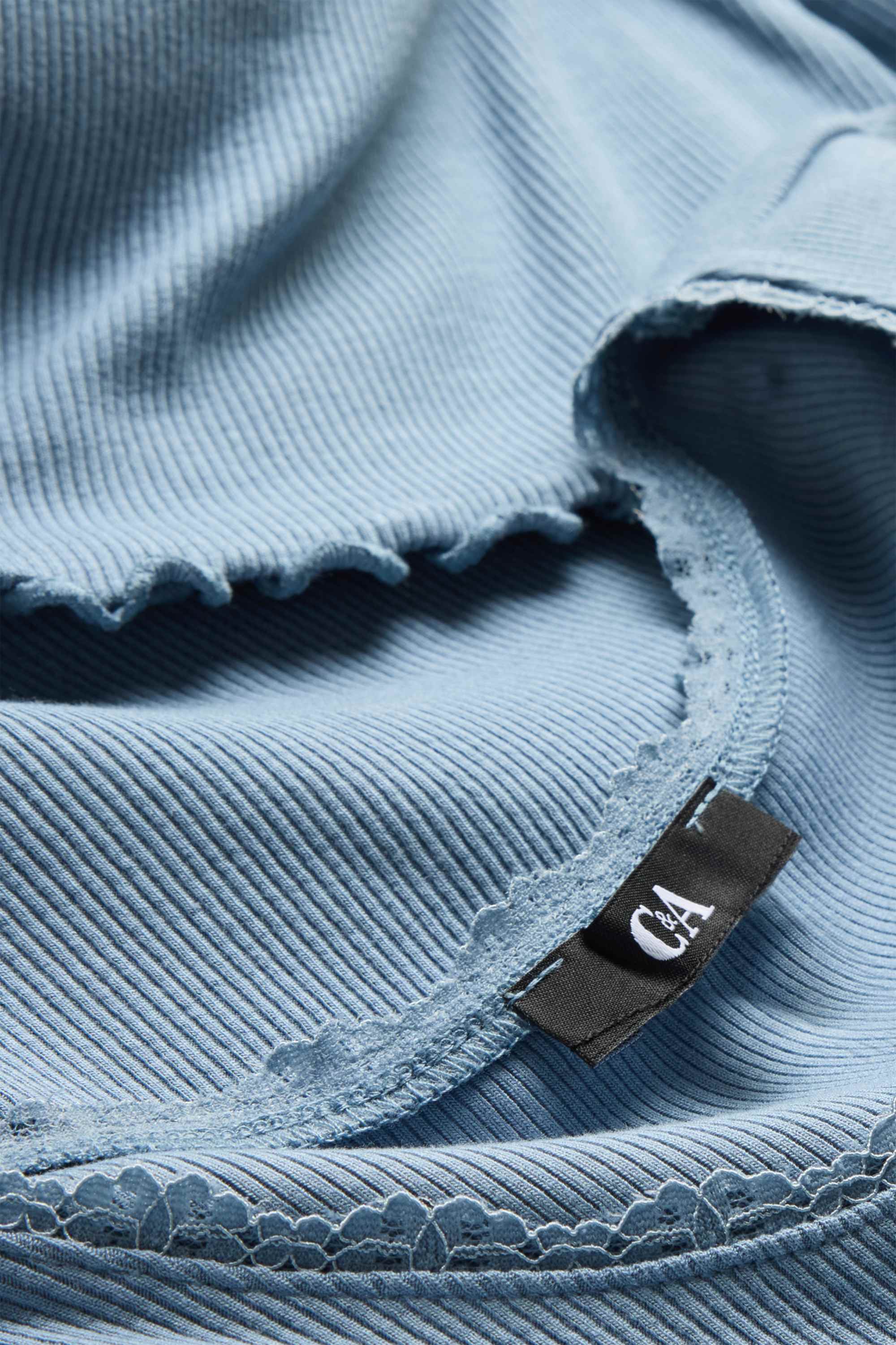 T-shirt - relaxed fit - ribbed light blue