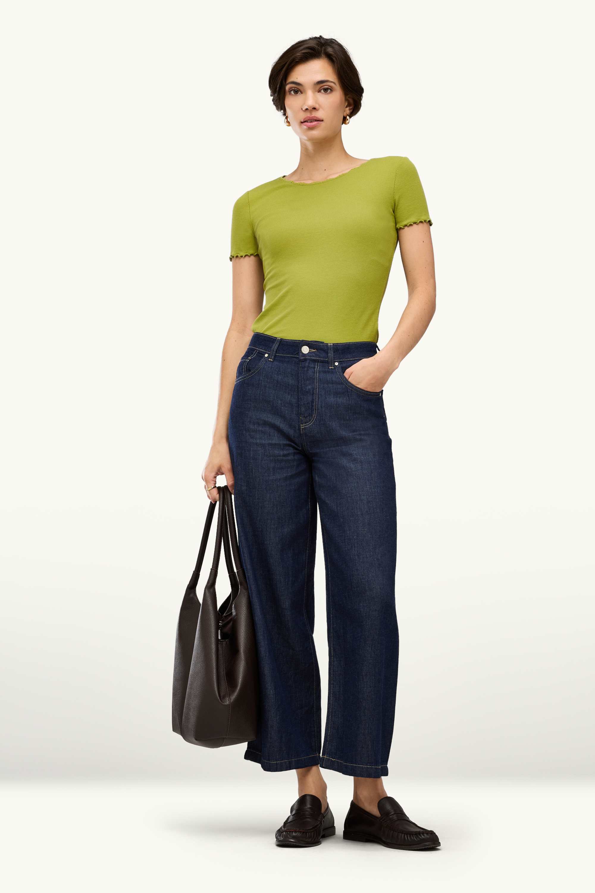 T-shirt - relaxed fit - ribbed green
