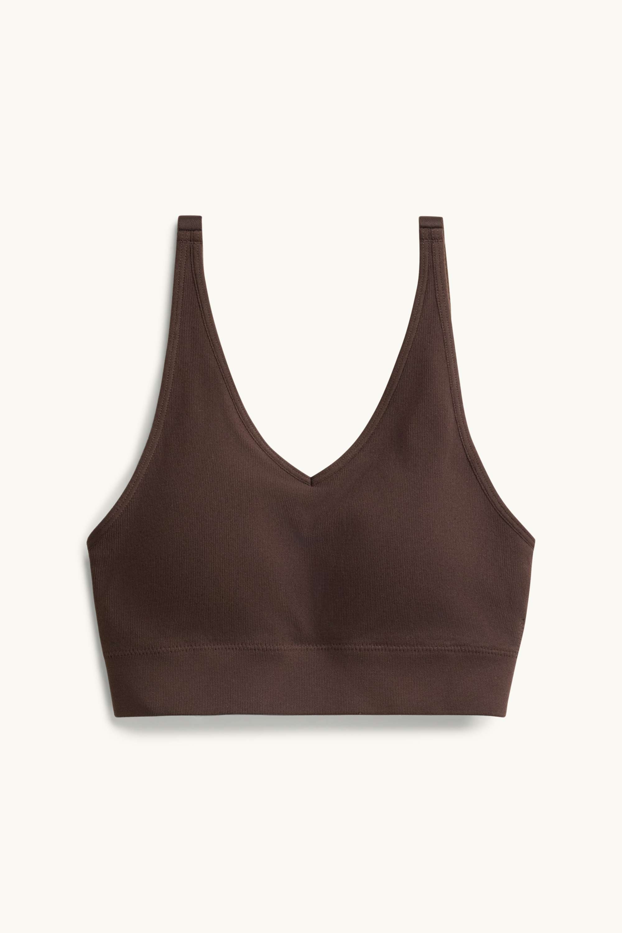 Sports bra - padded - ribbed - seamless brown