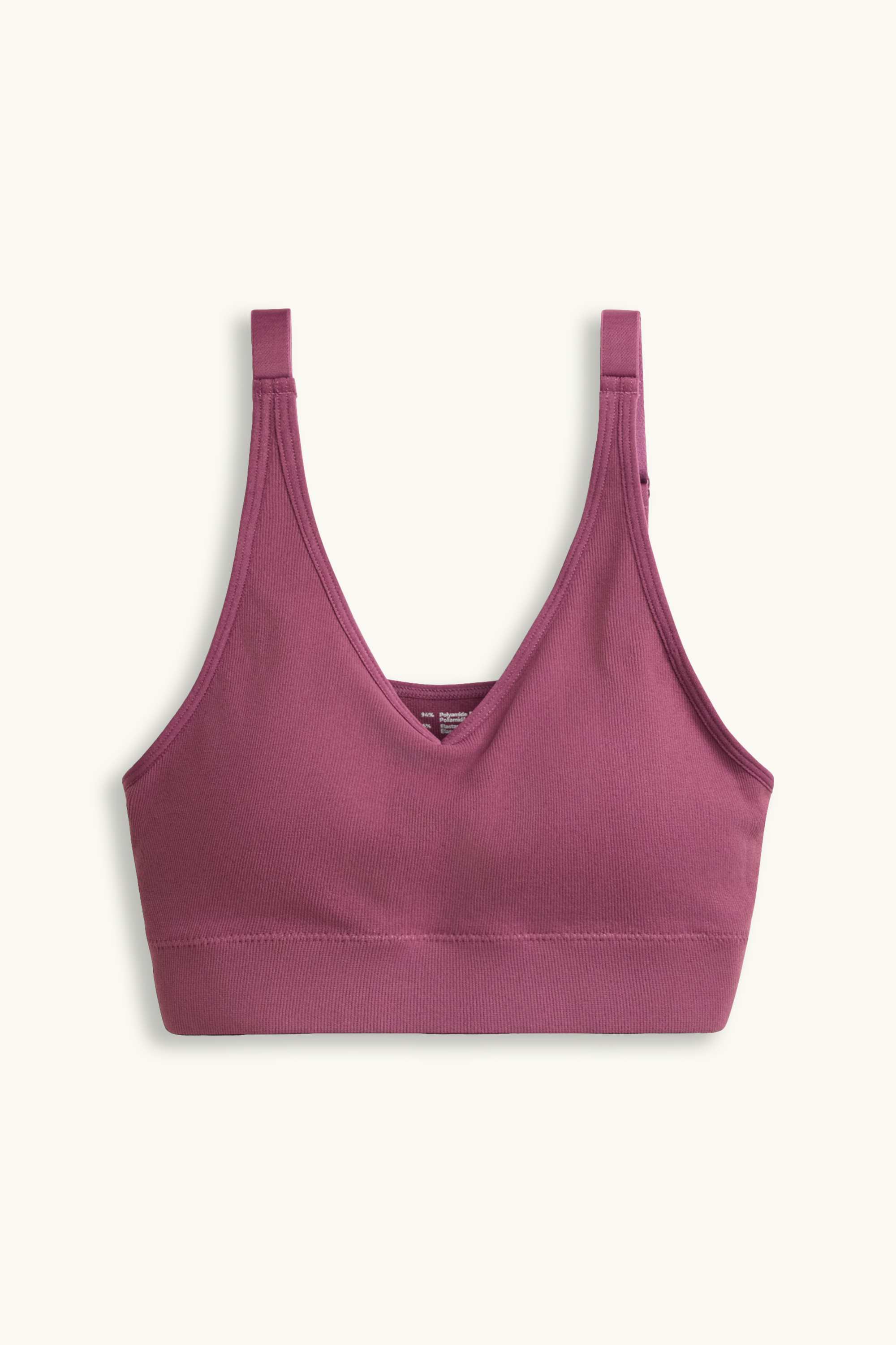 Sports bra - padded - ribbed - seamless bordeaux