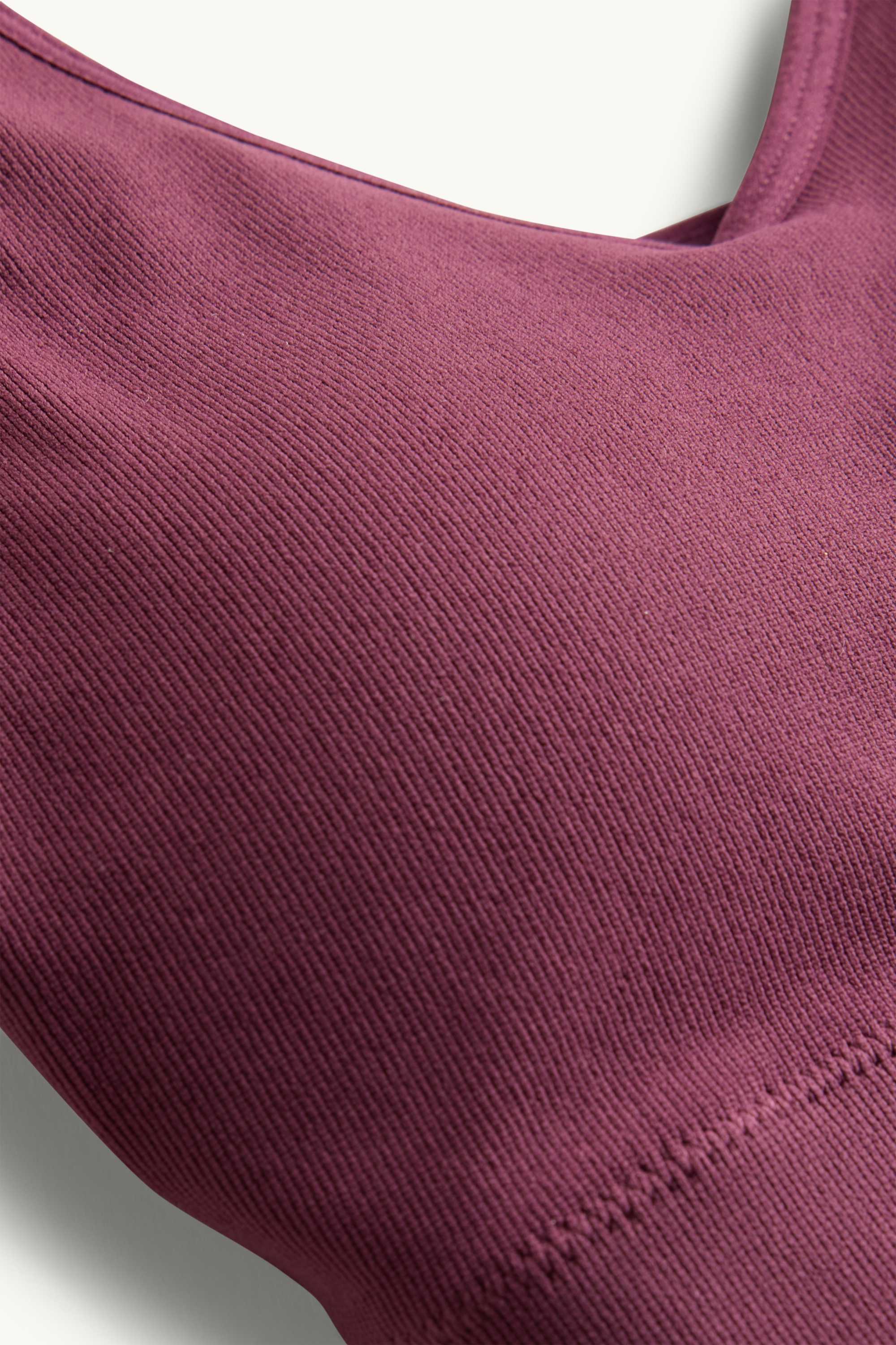Sports bra - padded - ribbed - seamless bordeaux