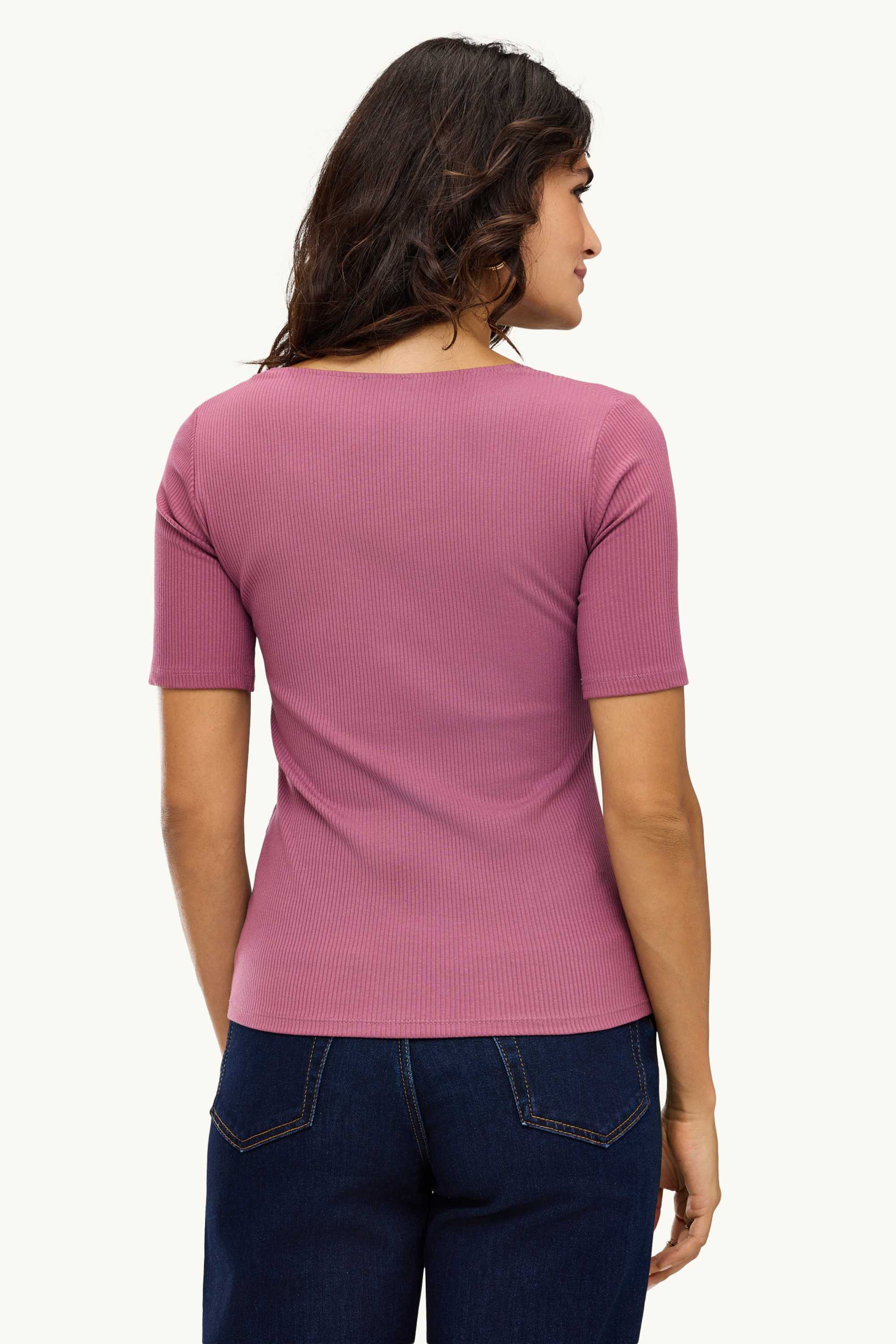 V-neck T-shirt - regular fit - ribbed purple
