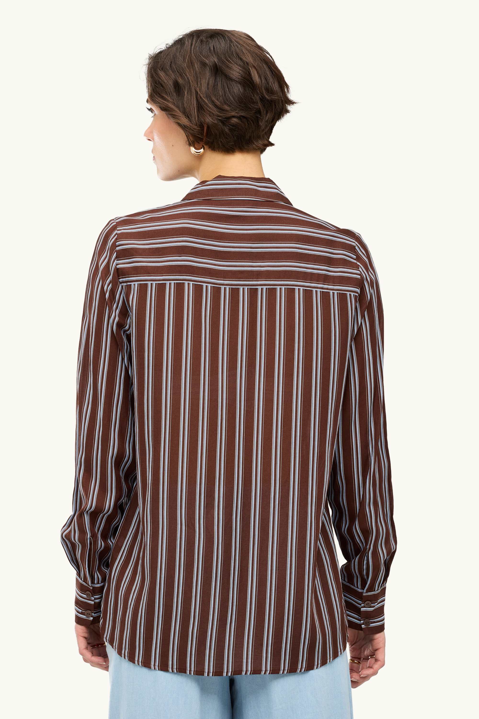 Shirt blouse - striped brown