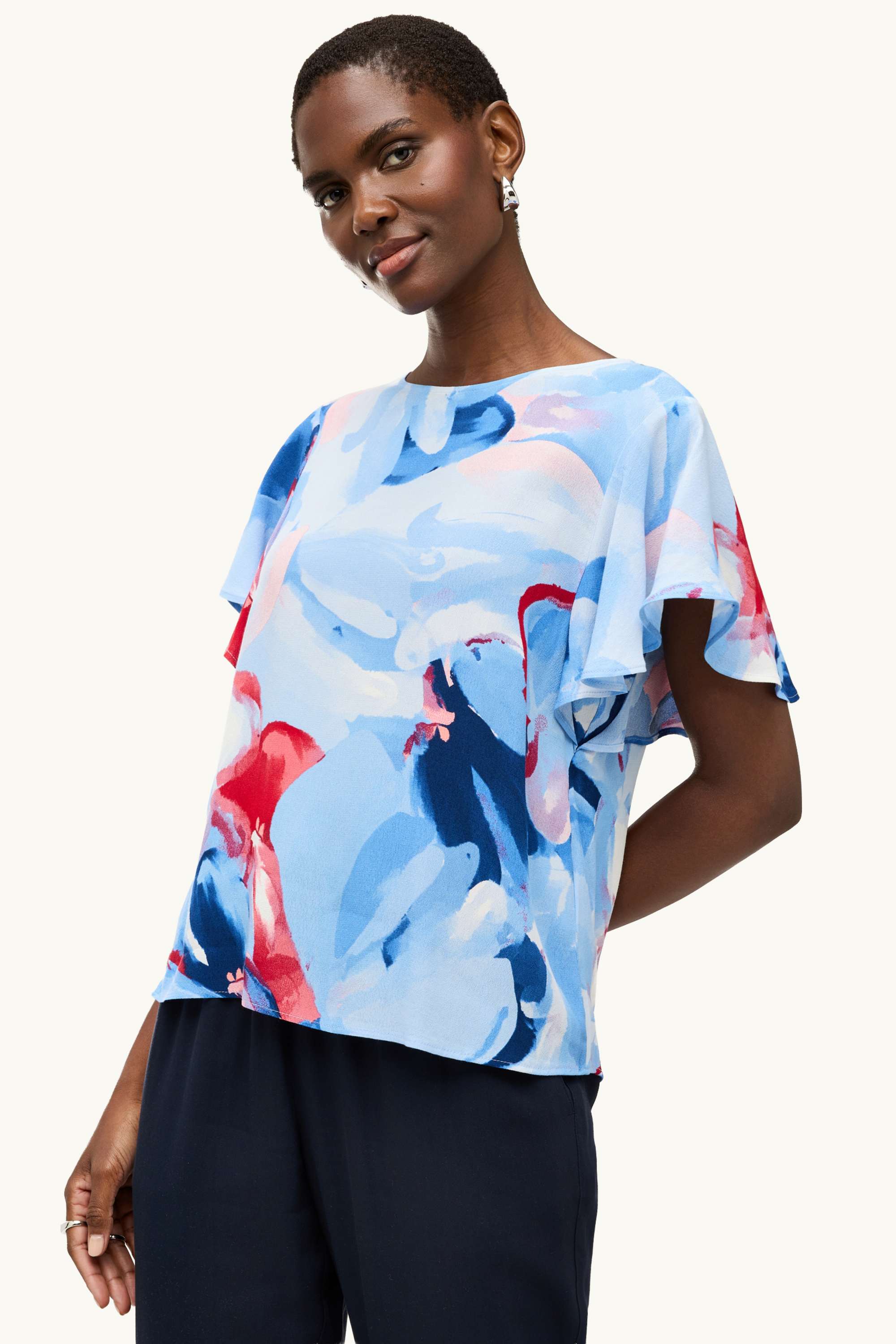 Blouse - patterned white / blue