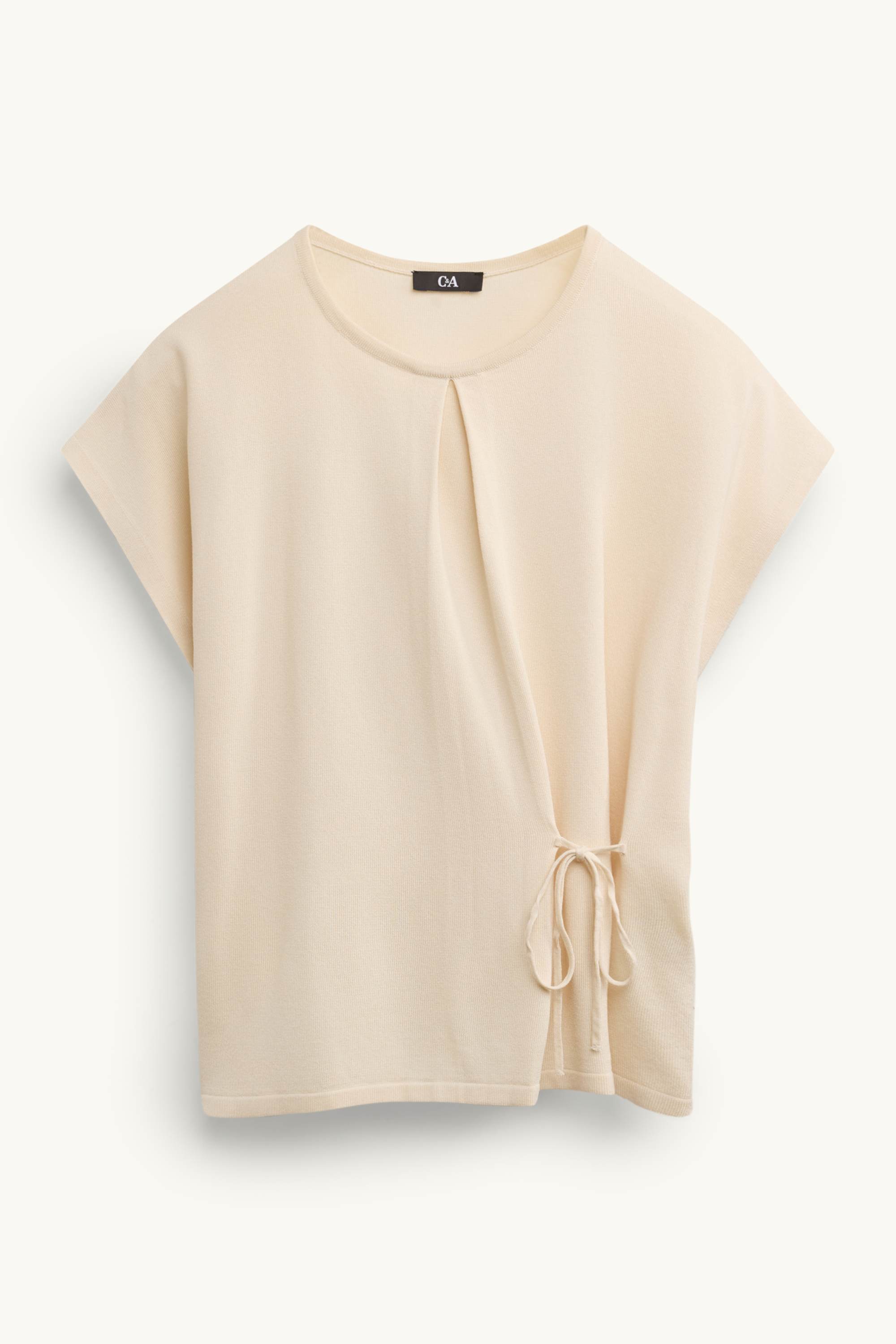 Knitted jumper - short sleeve light beige