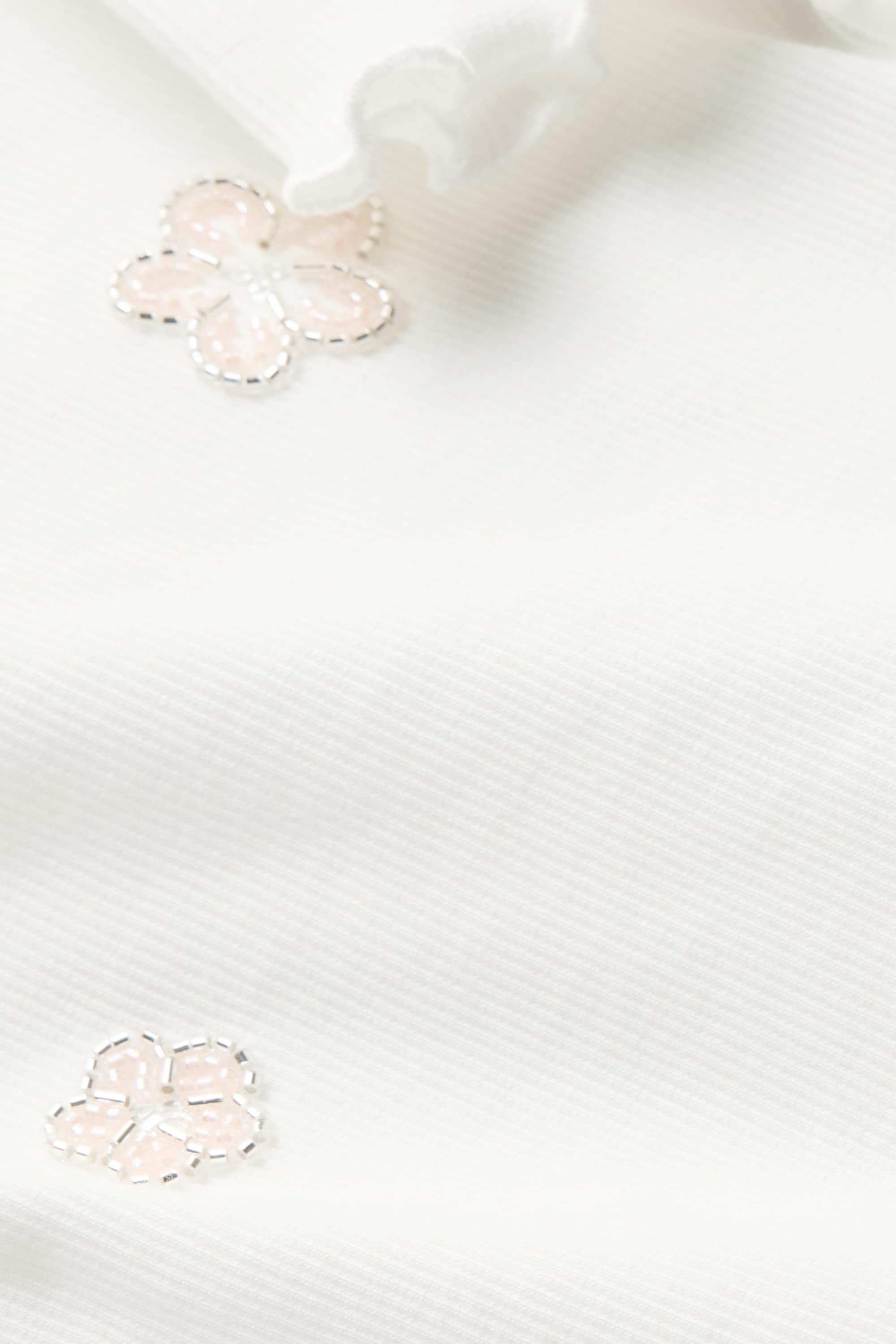 Floral - short sleeve T-shirt - ribbed white