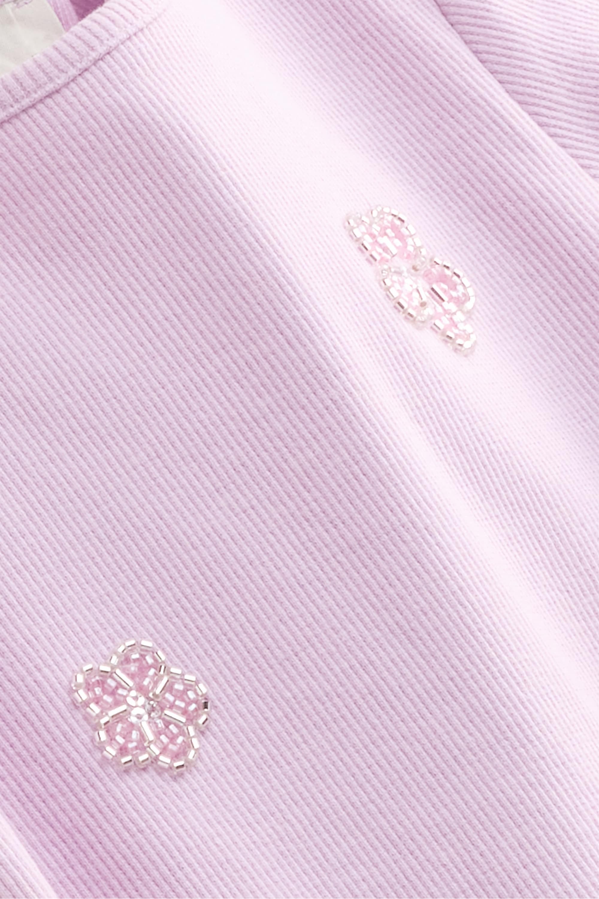 Floral - short sleeve T-shirt - ribbed purple