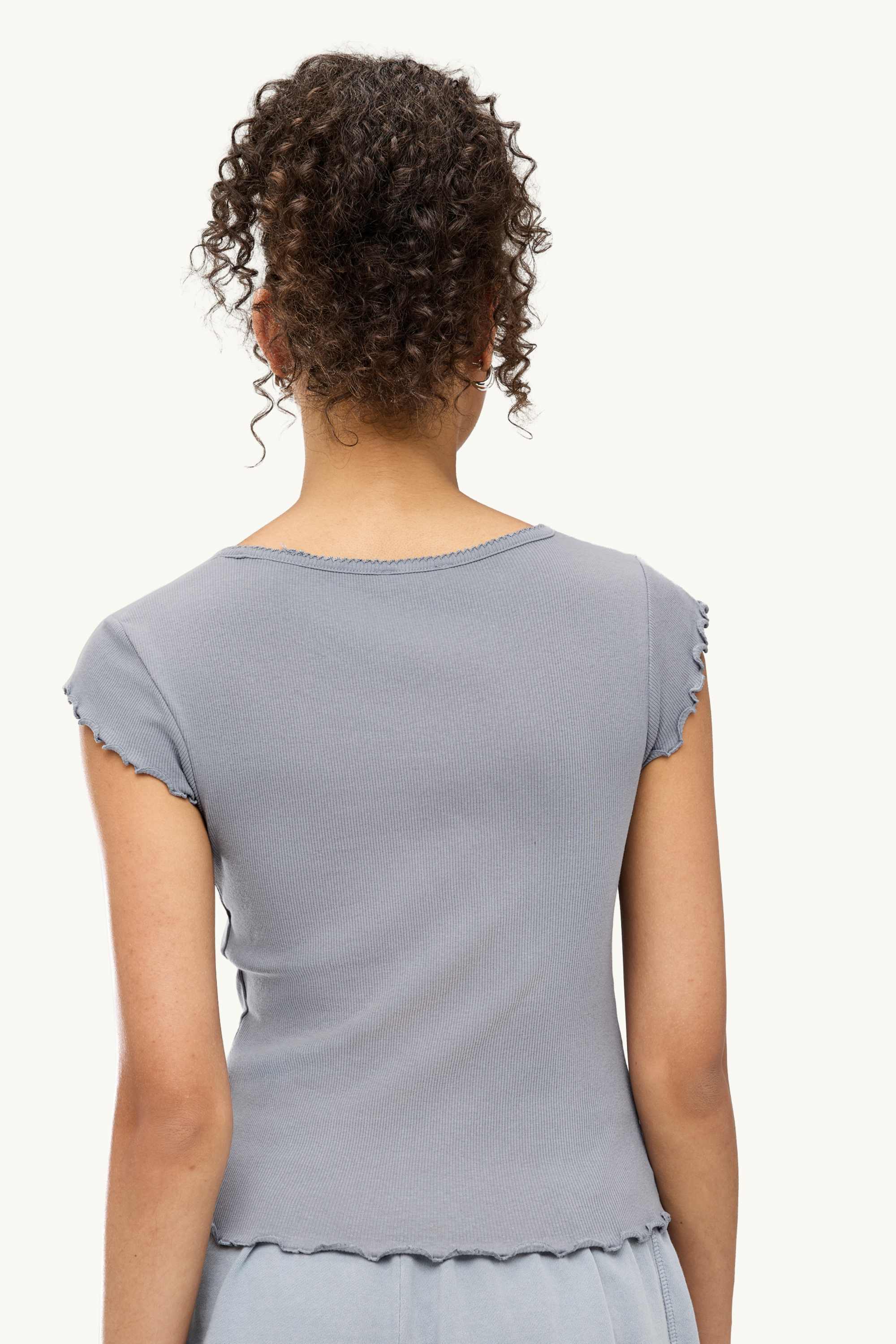 T-shirt - slim fit - ribbed gray