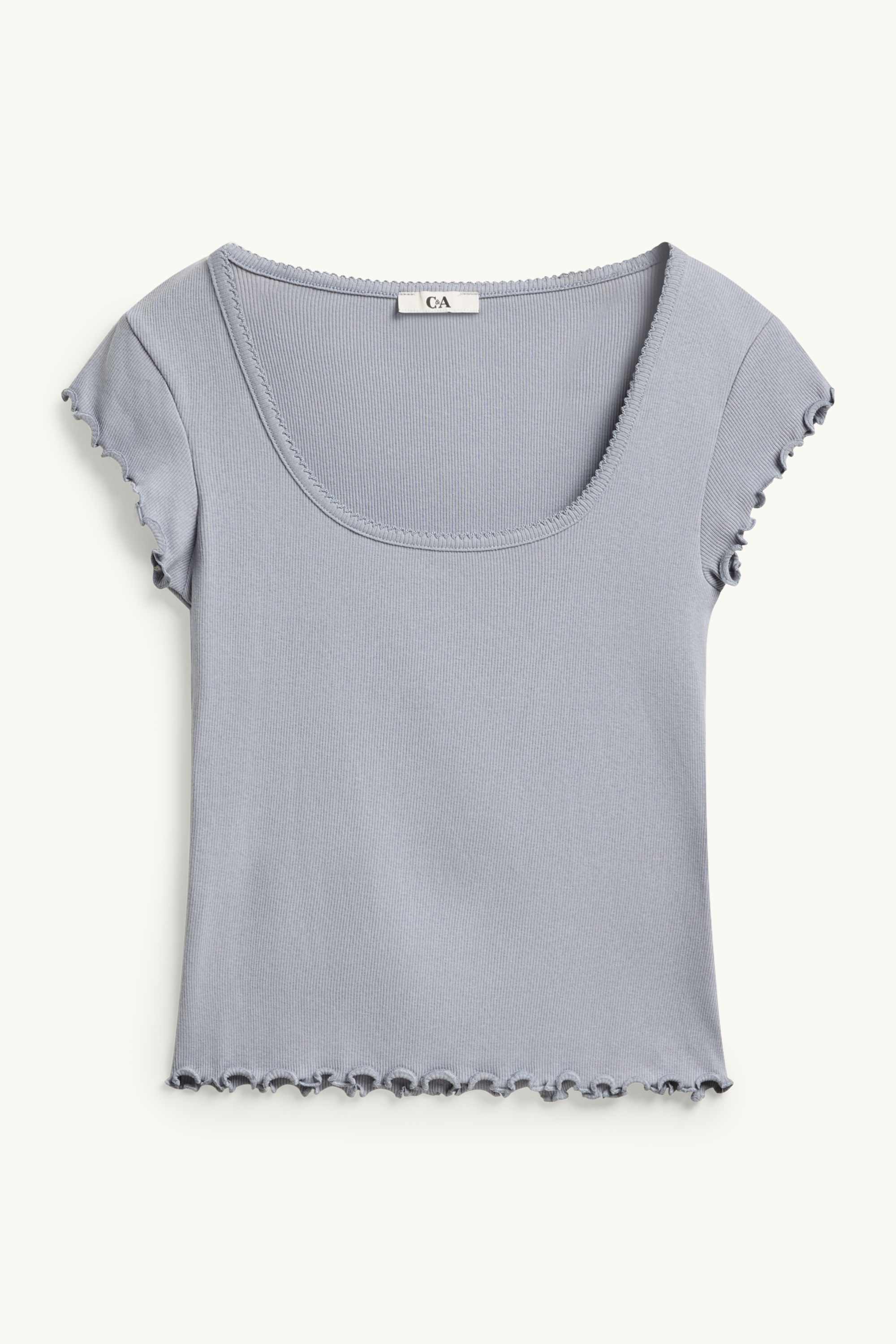 T-shirt - slim fit - ribbed gray