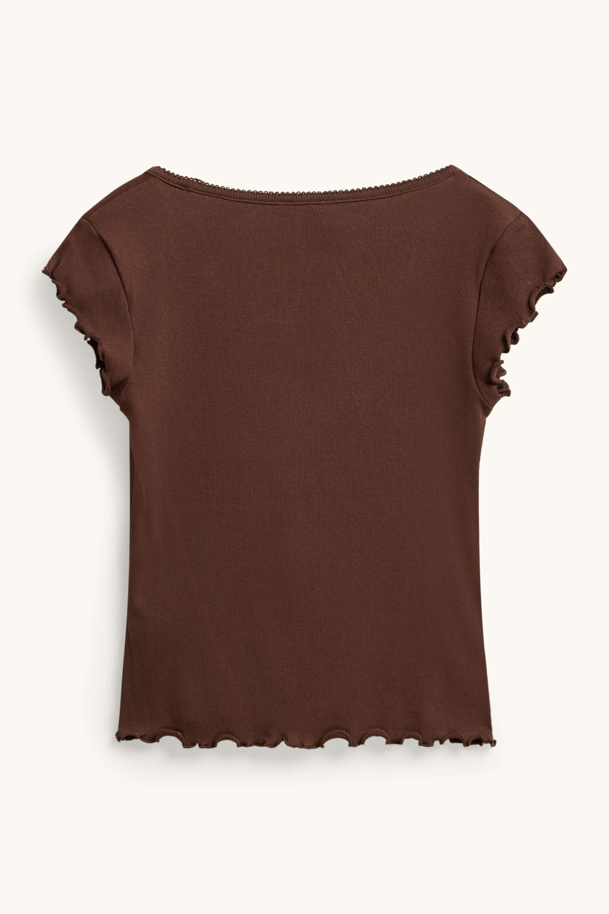 T-shirt - slim fit - ribbed brown
