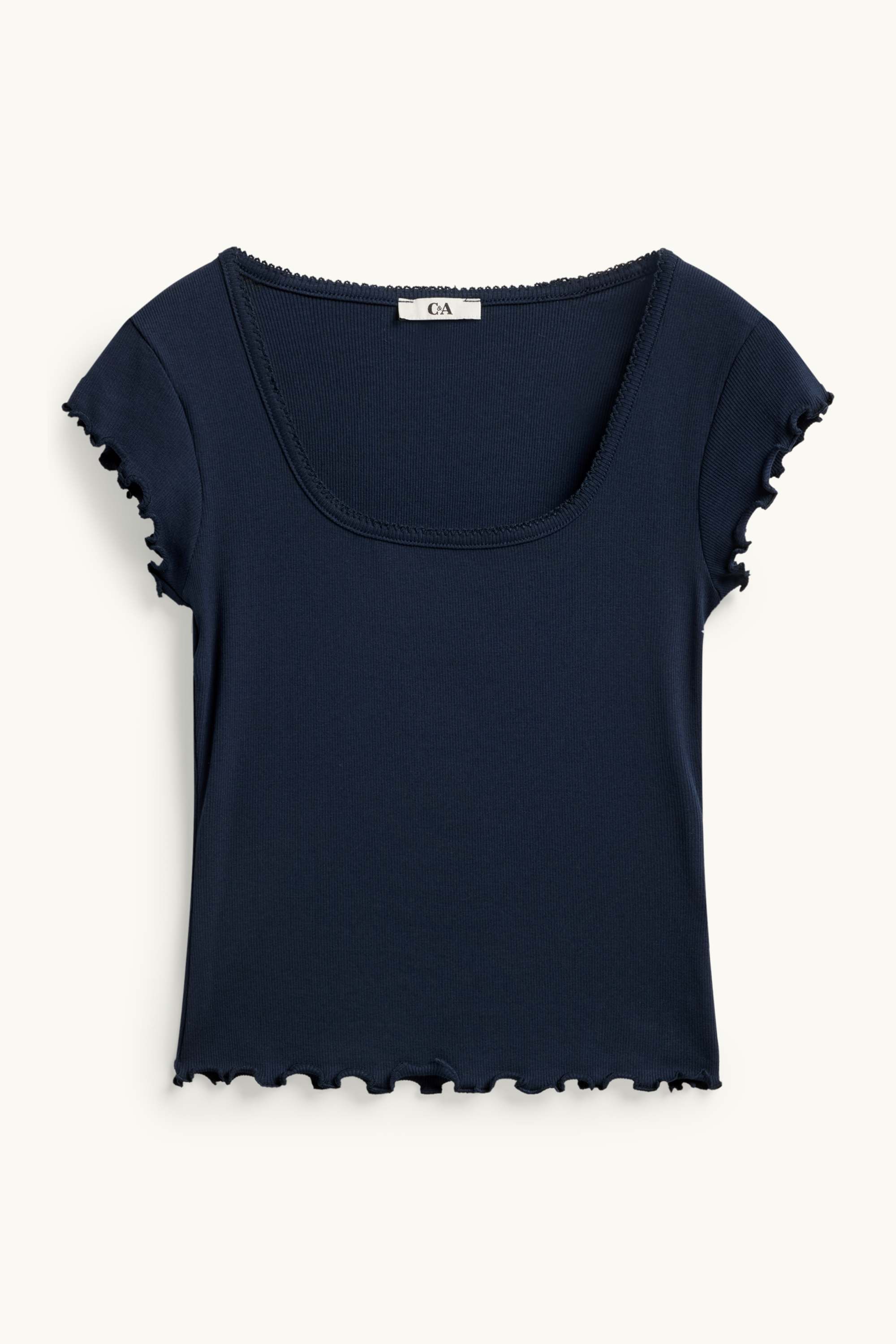 T-shirt - slim fit - ribbed dark blue
