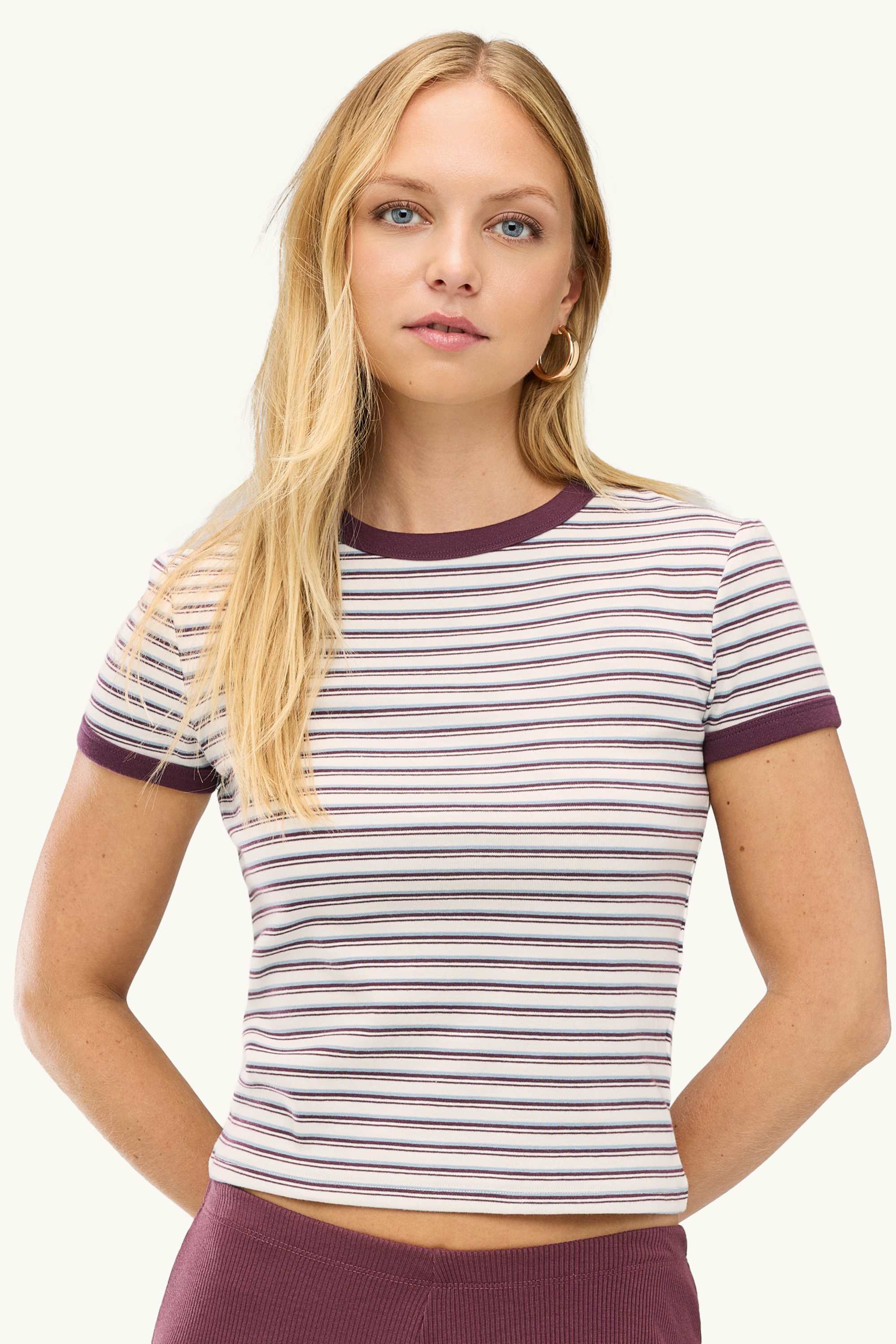 T-shirt - slim fit - striped white