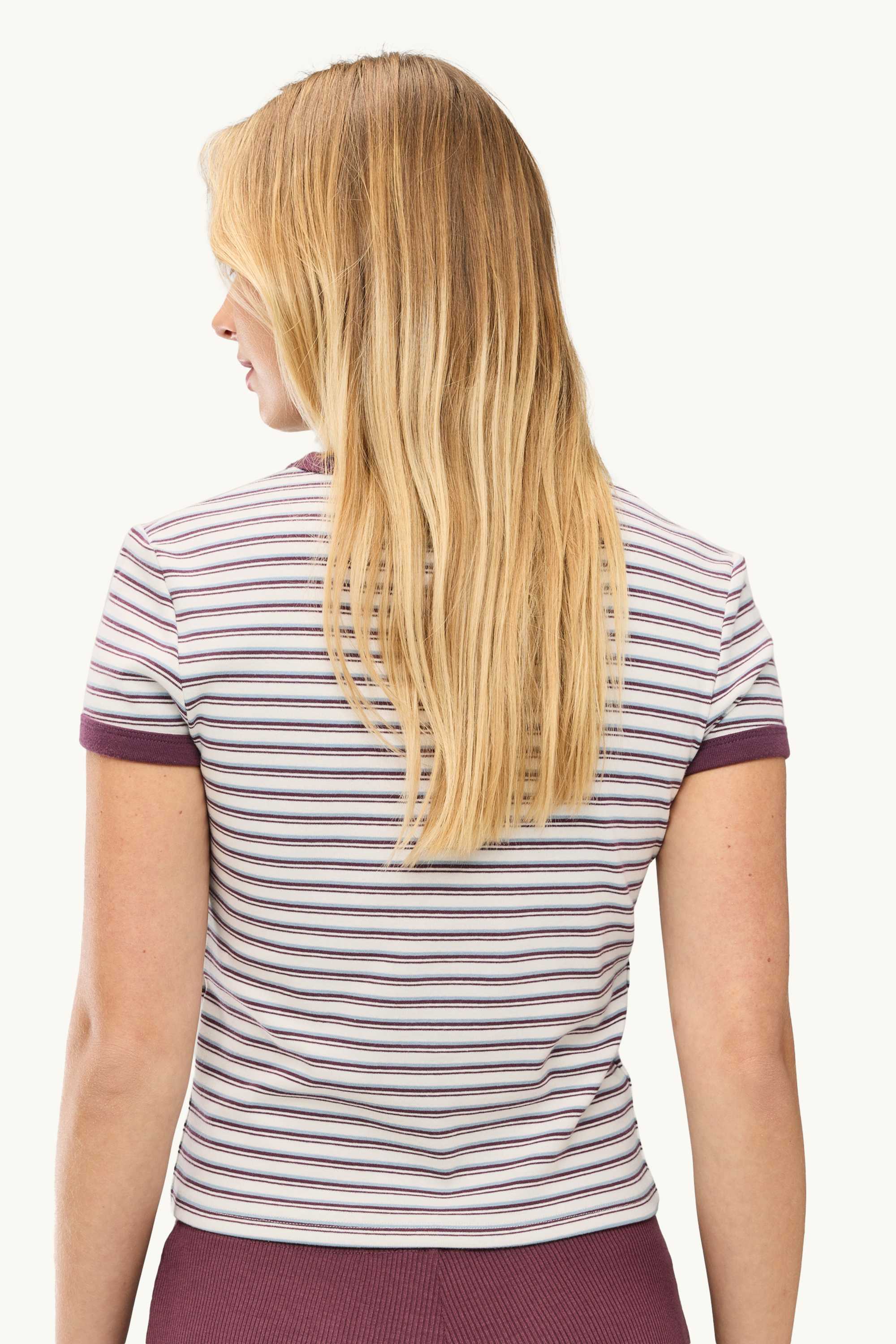 T-shirt - slim fit - striped white