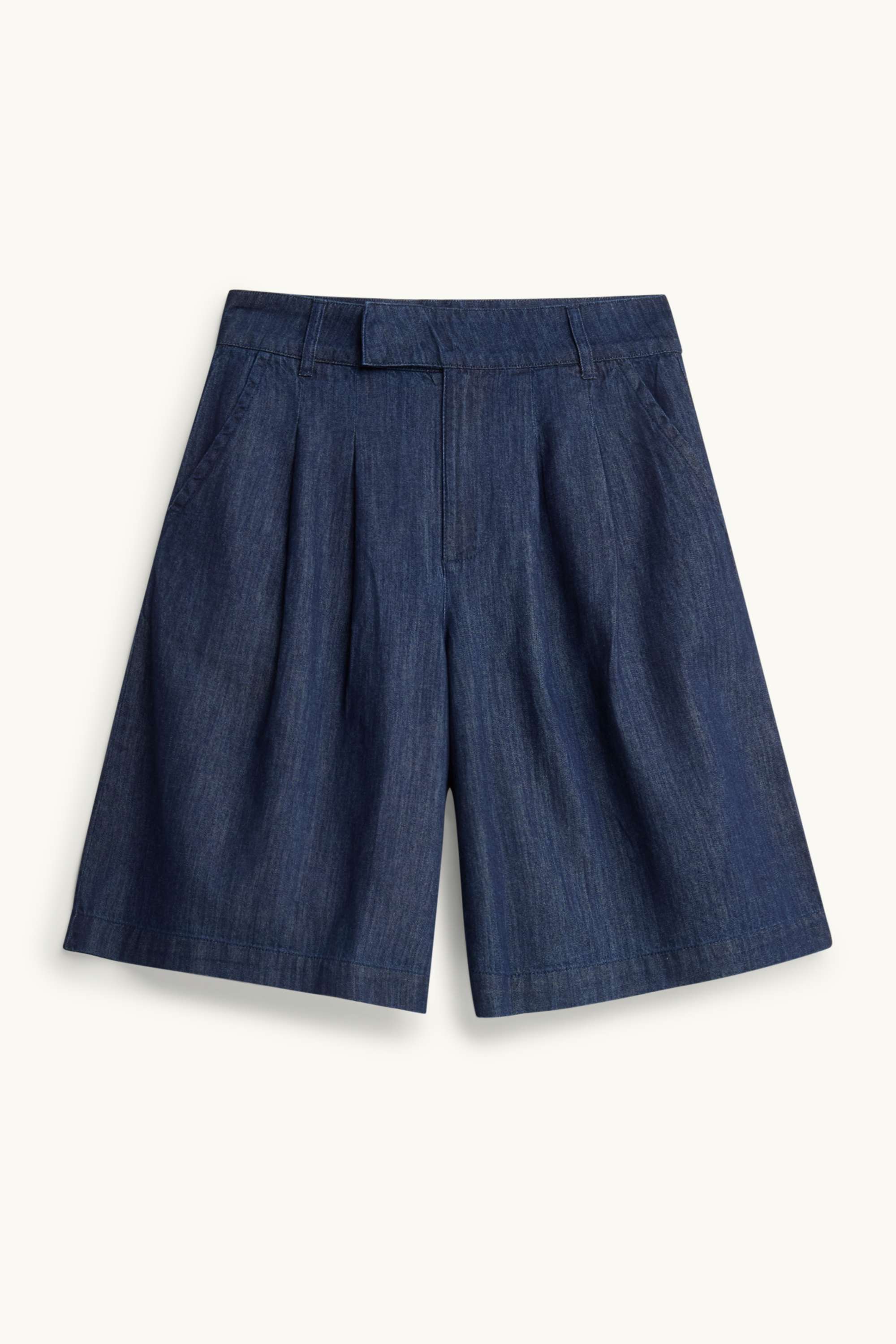 Jorts - mid-rise waist denim-dark blue