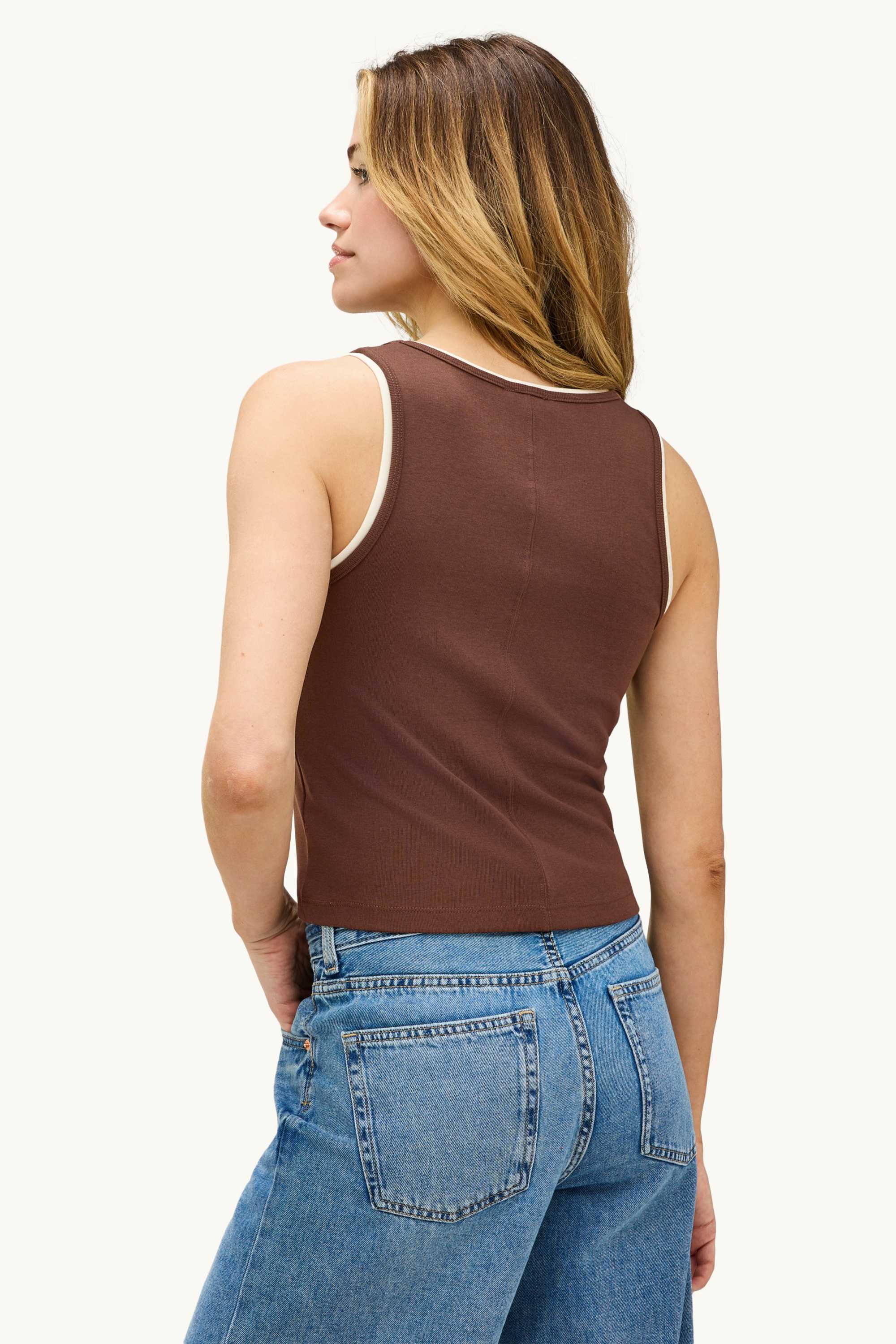 Top - 2-in-1 look brown