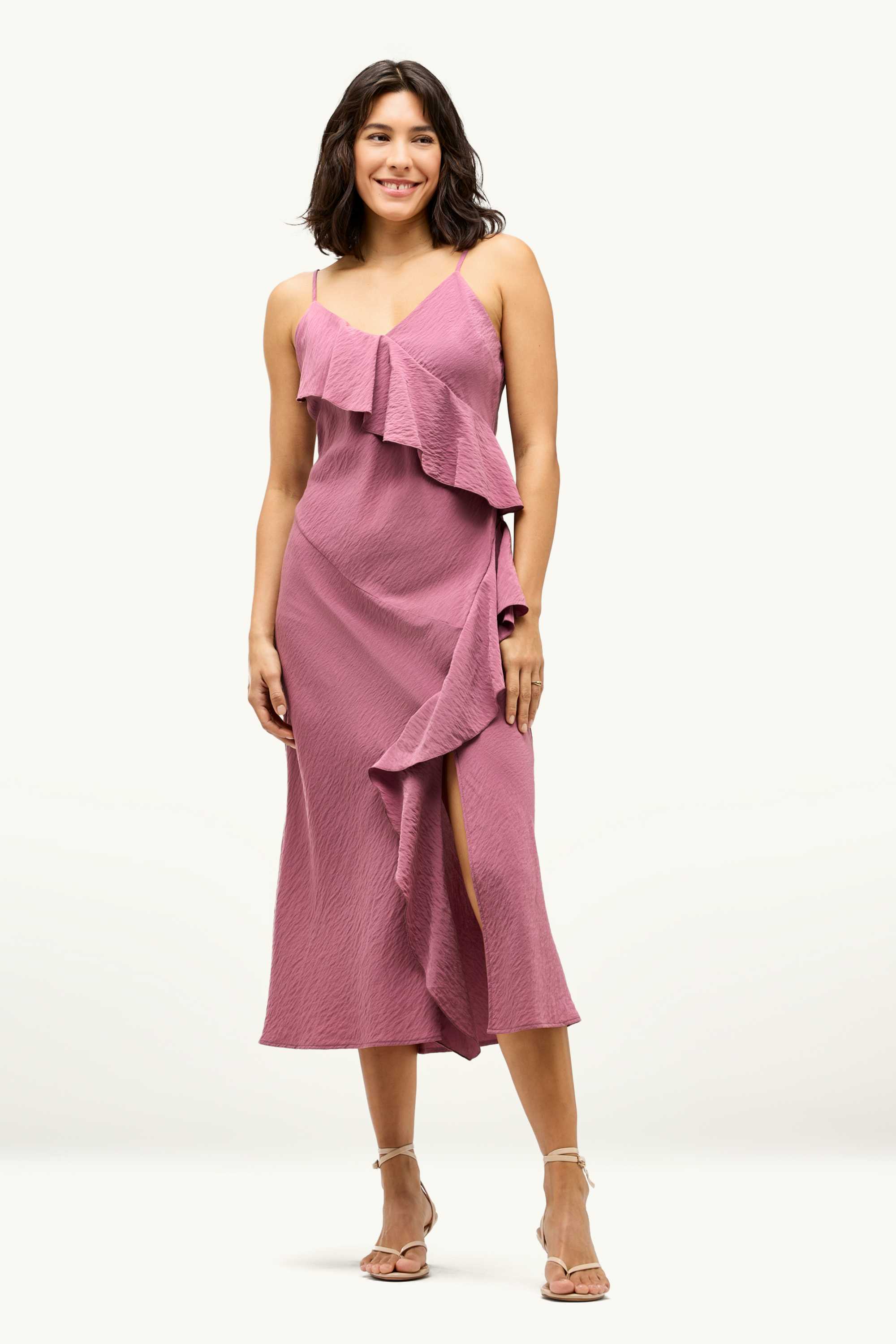 Fit & flare V-neck dress purple