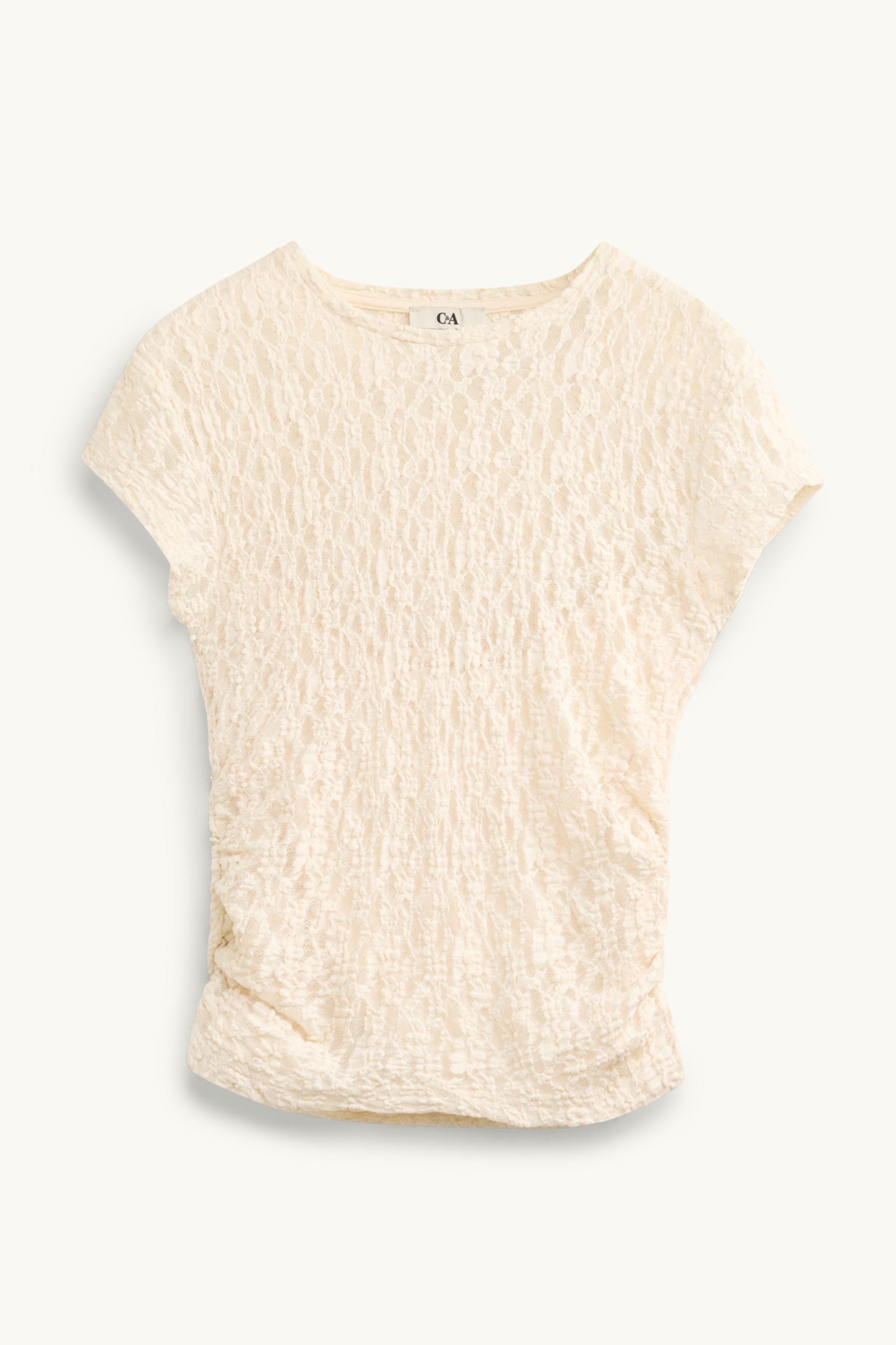 T-shirt - slim fit - mesh beige