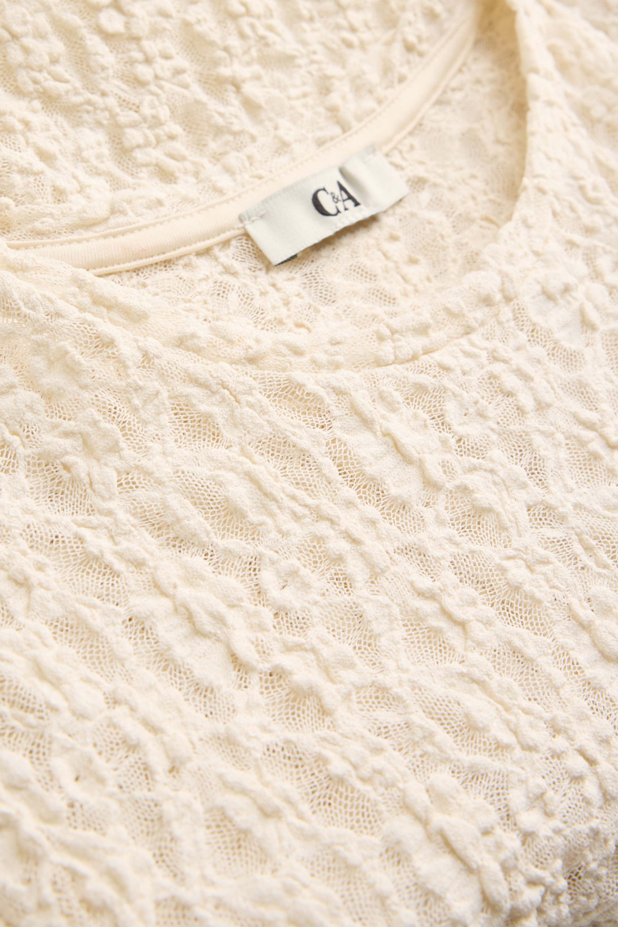 T-shirt - slim fit - mesh beige