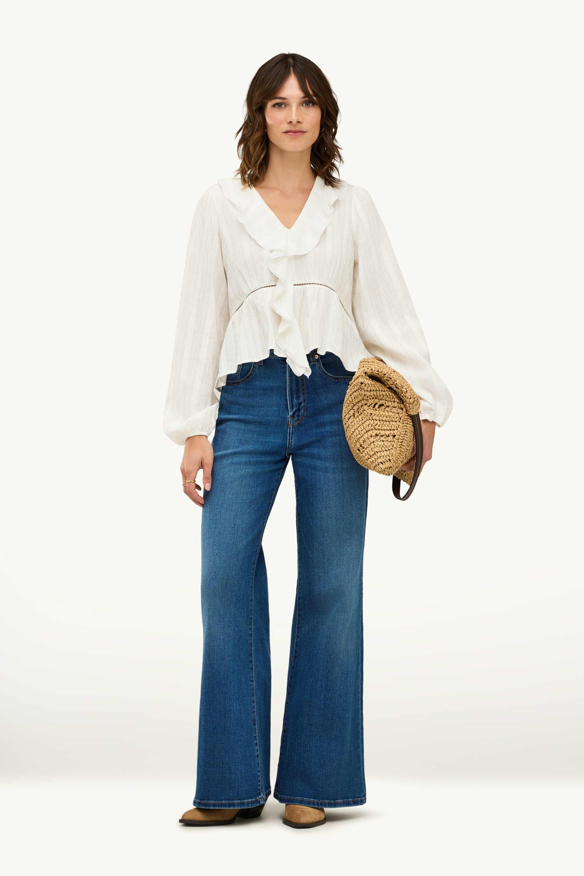 V-neck blouse white