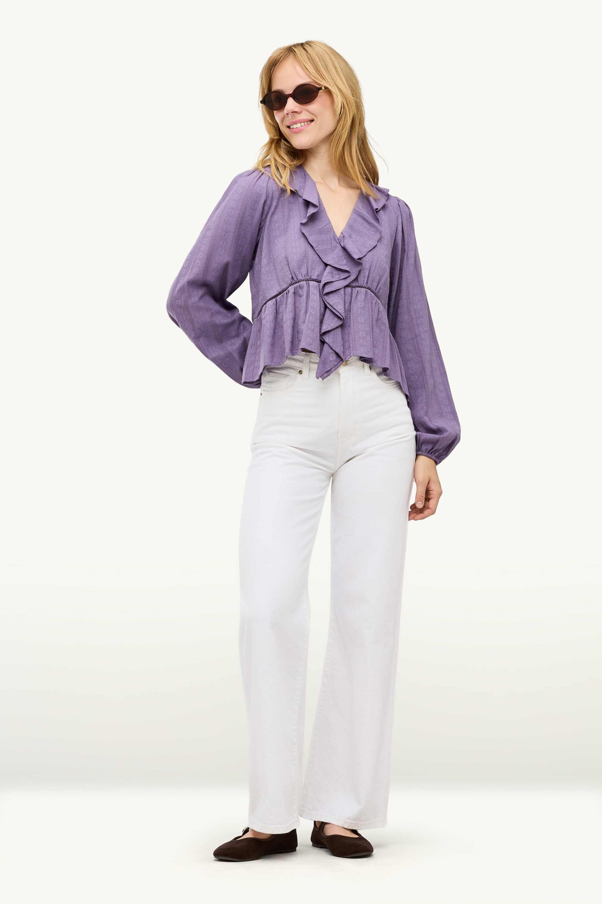 V-neck blouse purple