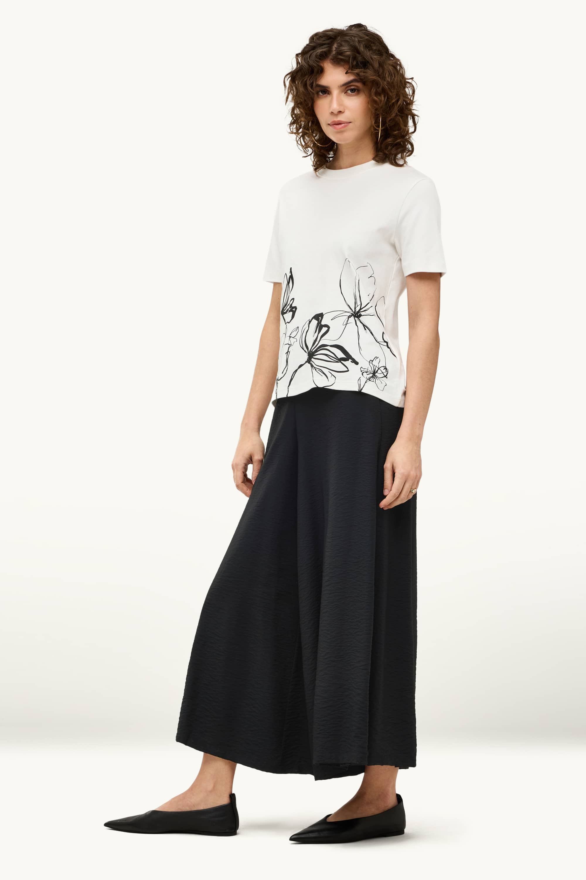 Cropped cloth trousers - high waist - palazzo black