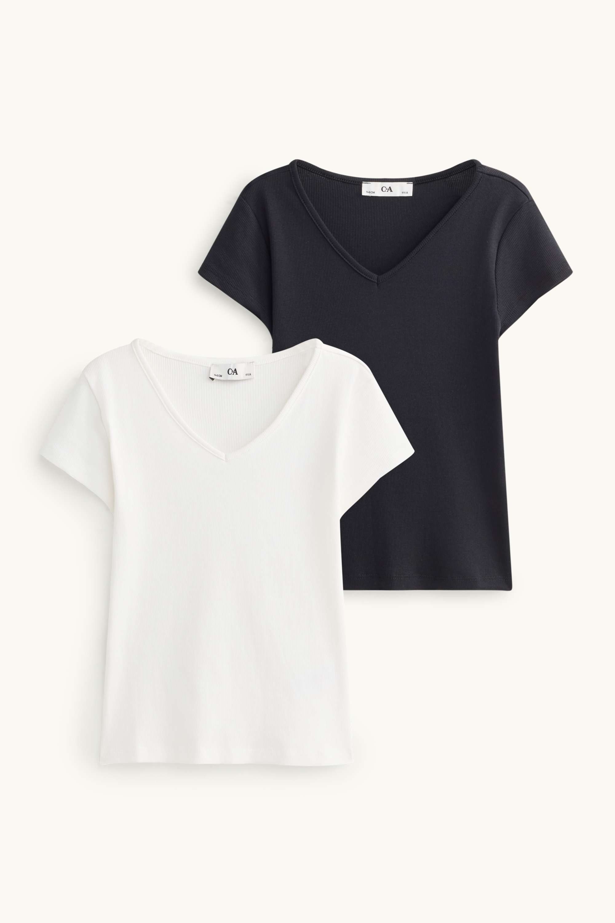 Multipack of 2 - short sleeve T-shirt - ribbed white / black
