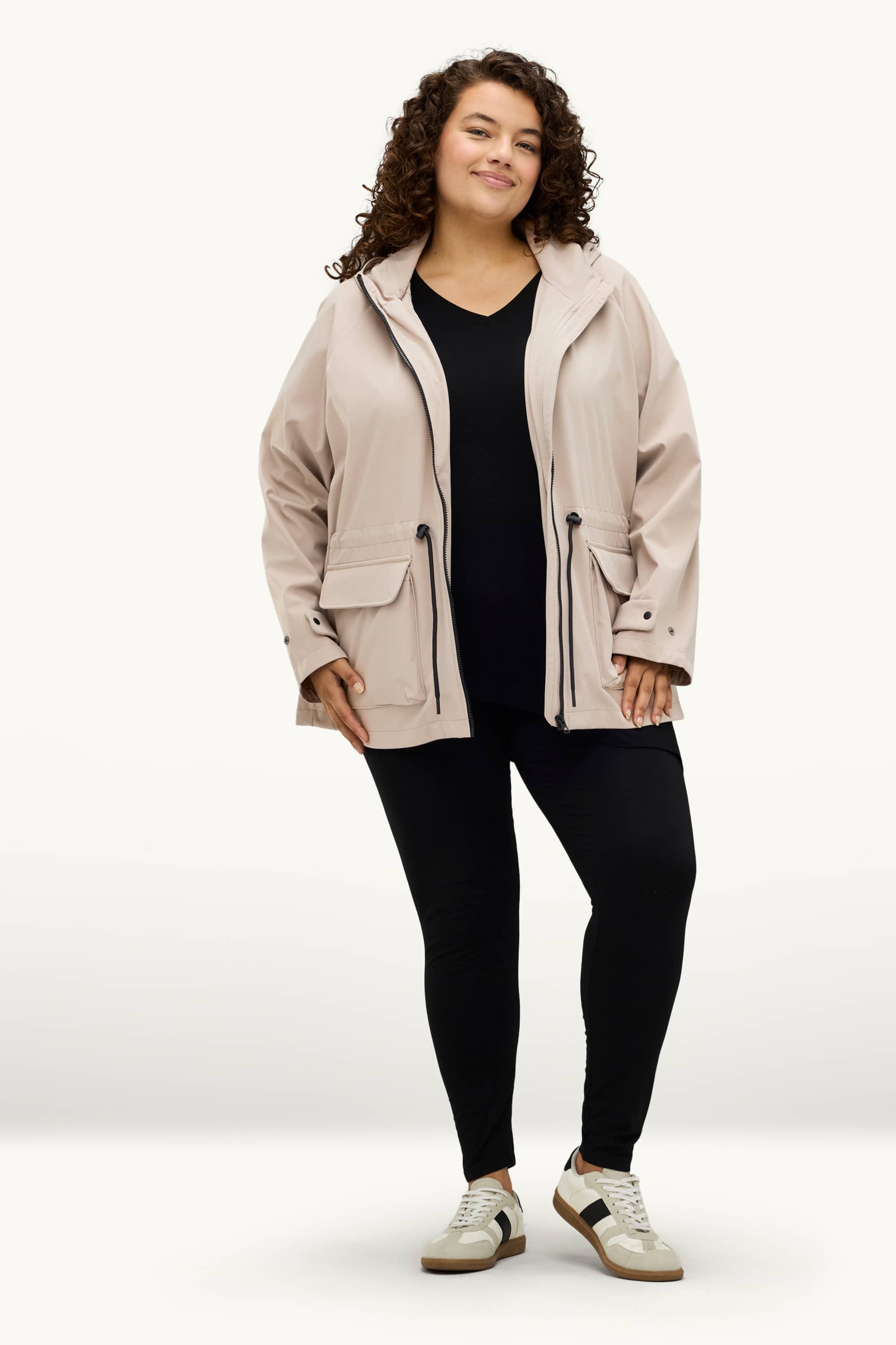 Softshell jacket with hood - water-repellent - 4 Way Stretch beige