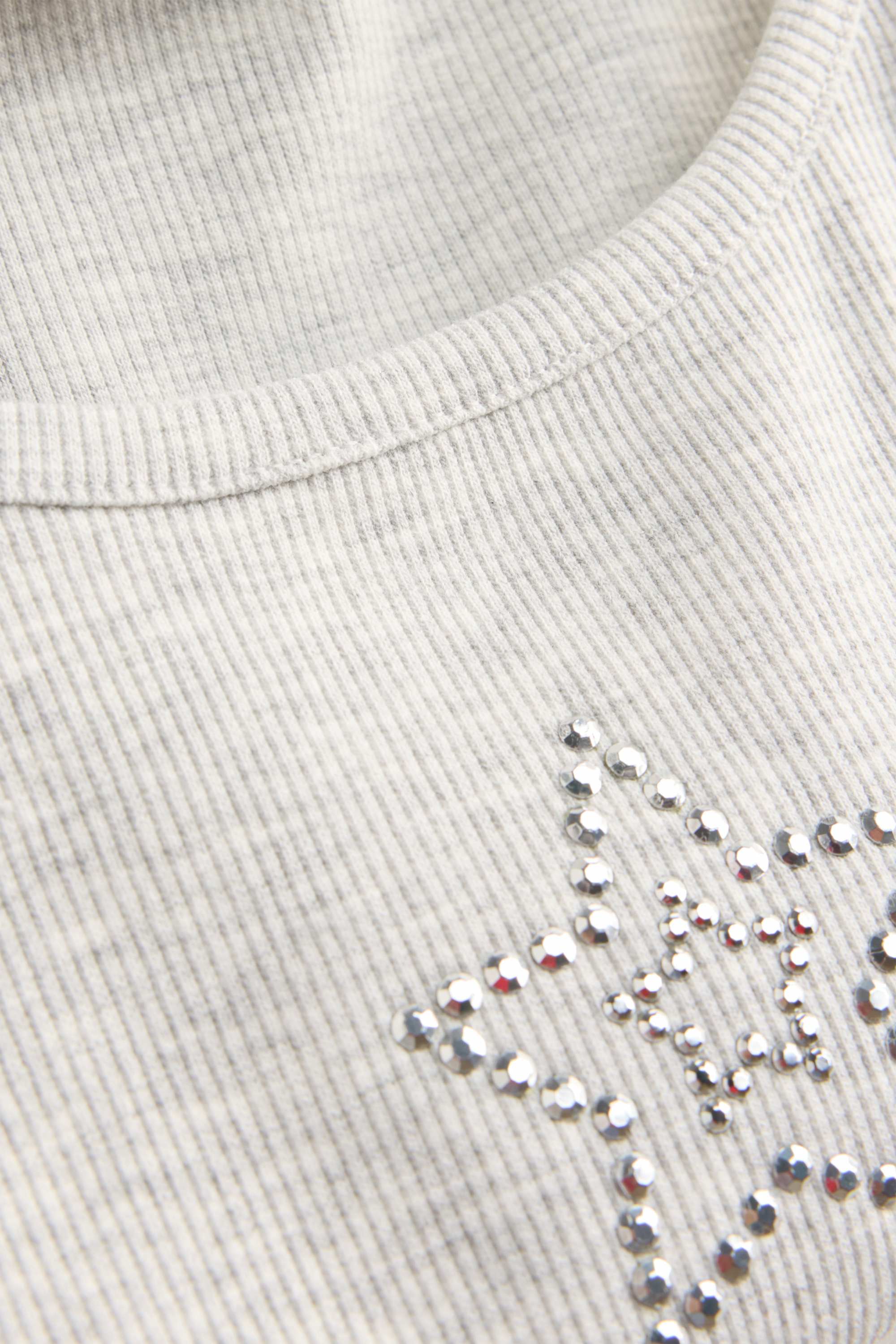 Star - top with rhinestones - ribbed light gray