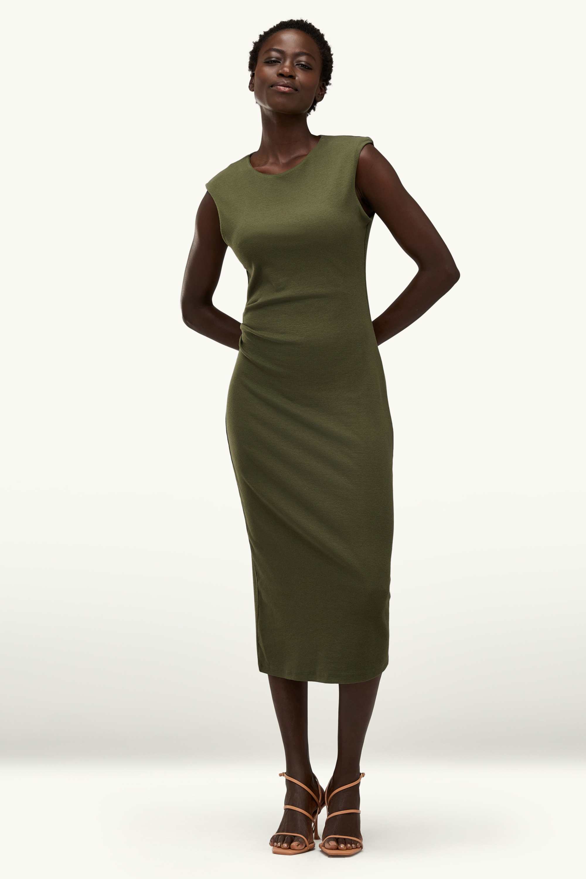 Bodycon dress - ribbed khaki