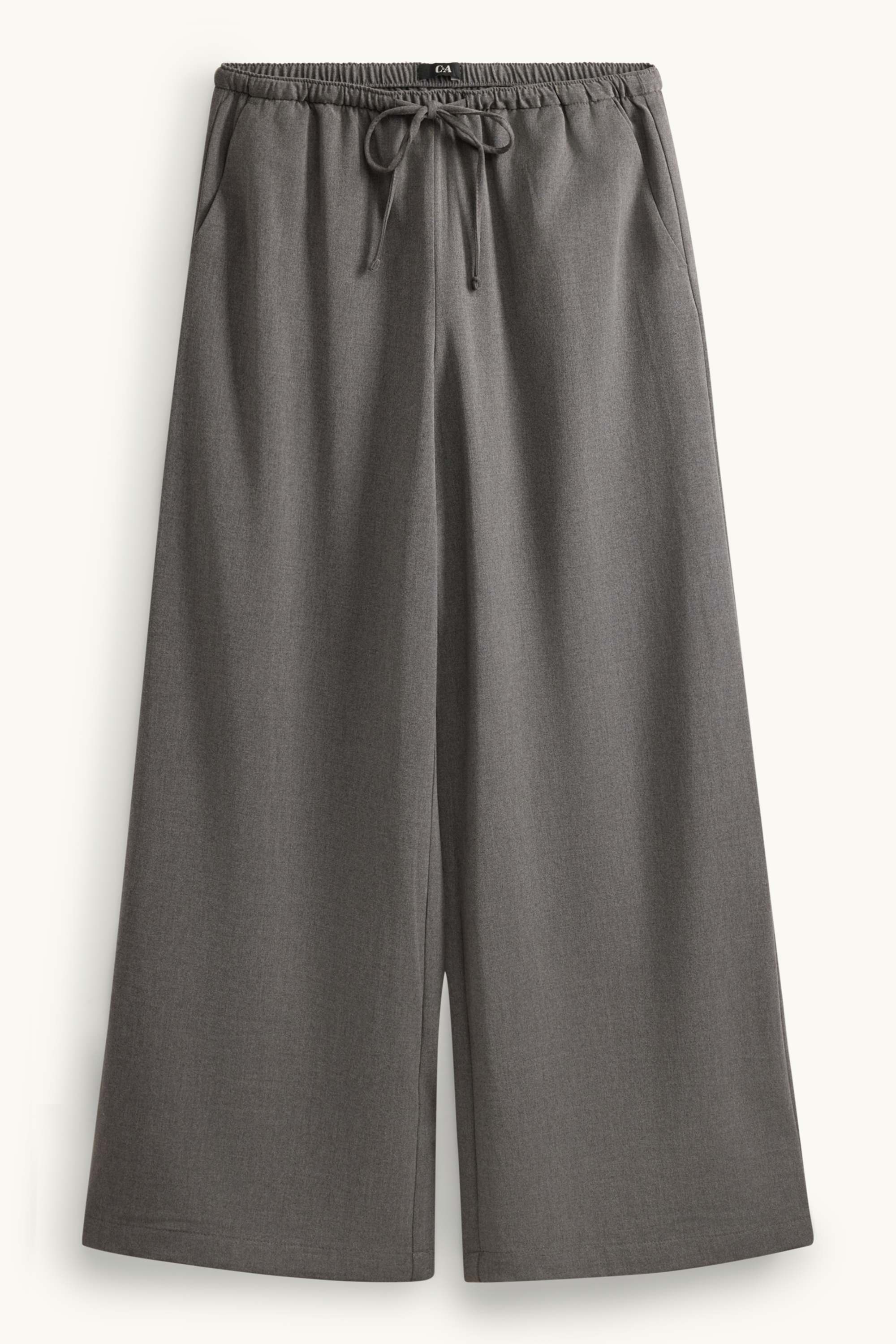 Cloth trousers - mid-rise waist - wide leg gray