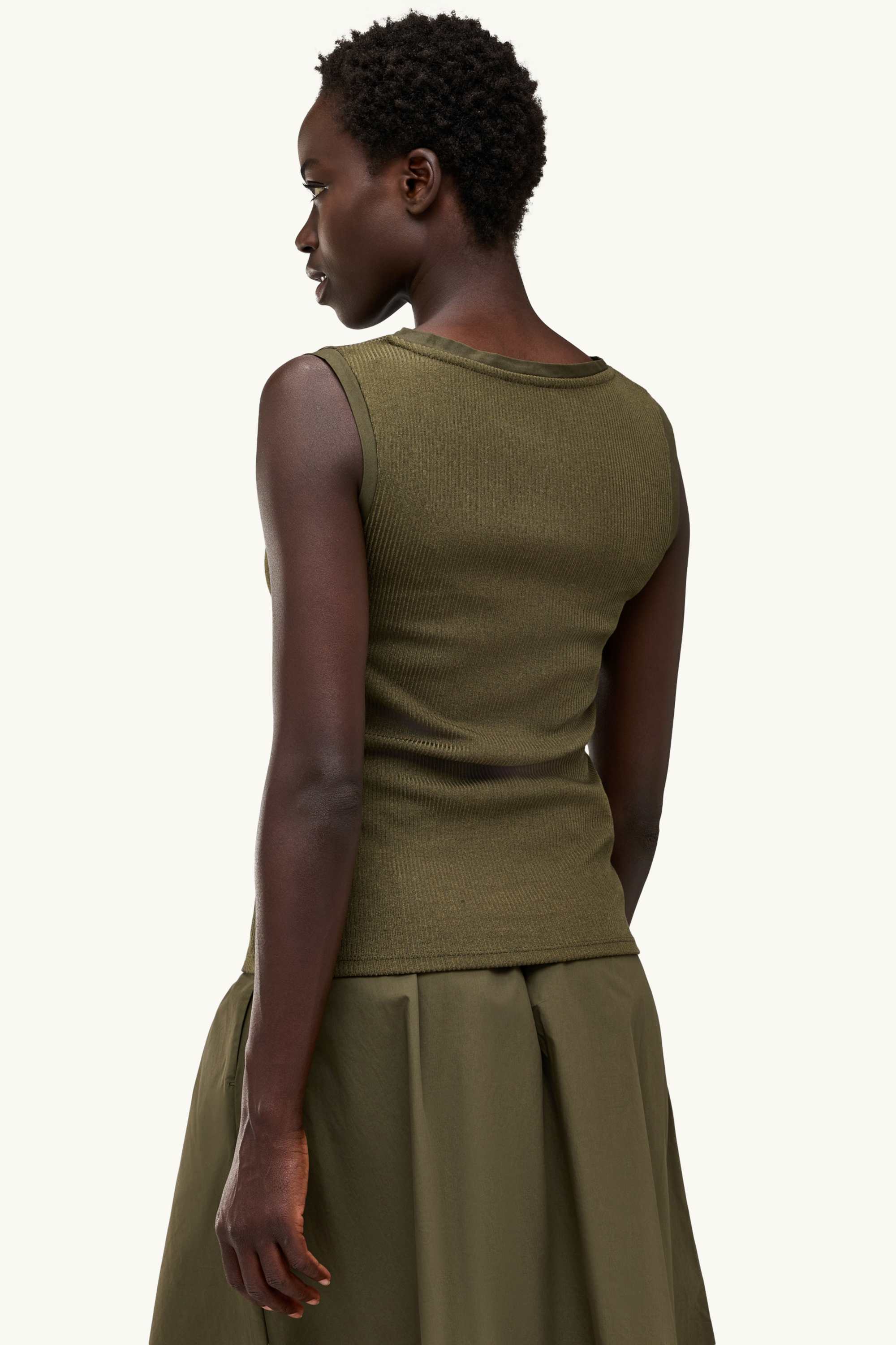 Top - ribbed dark green