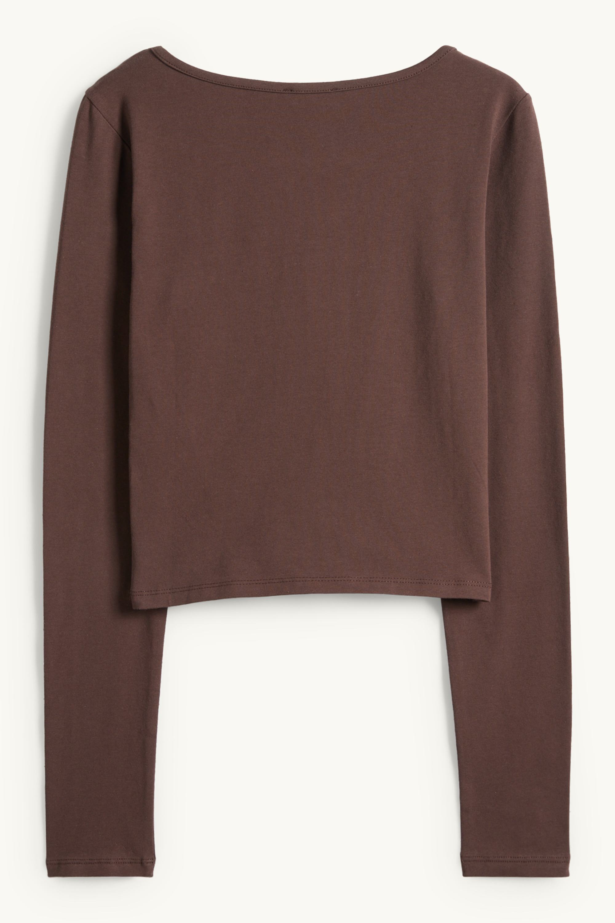 Cropped long sleeve top - slim fit dark brown