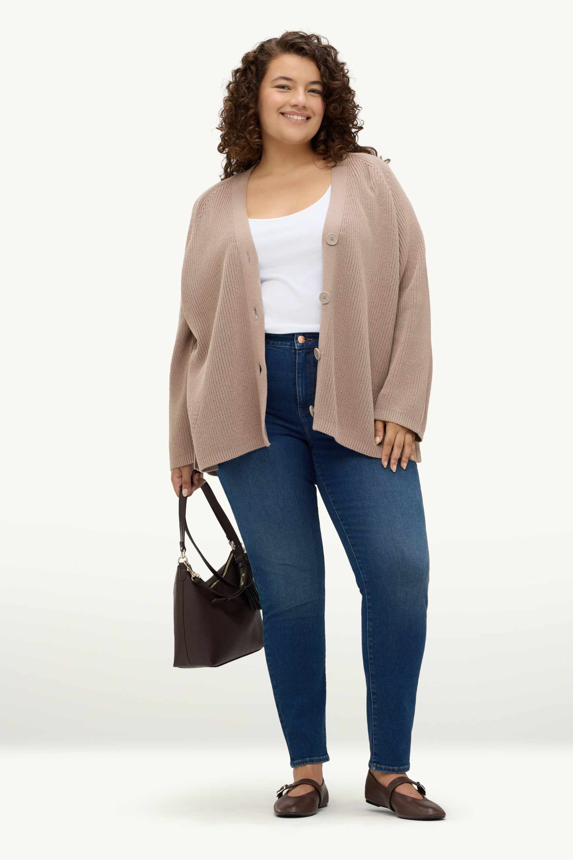 Cardigan - ribbed nougat coloured