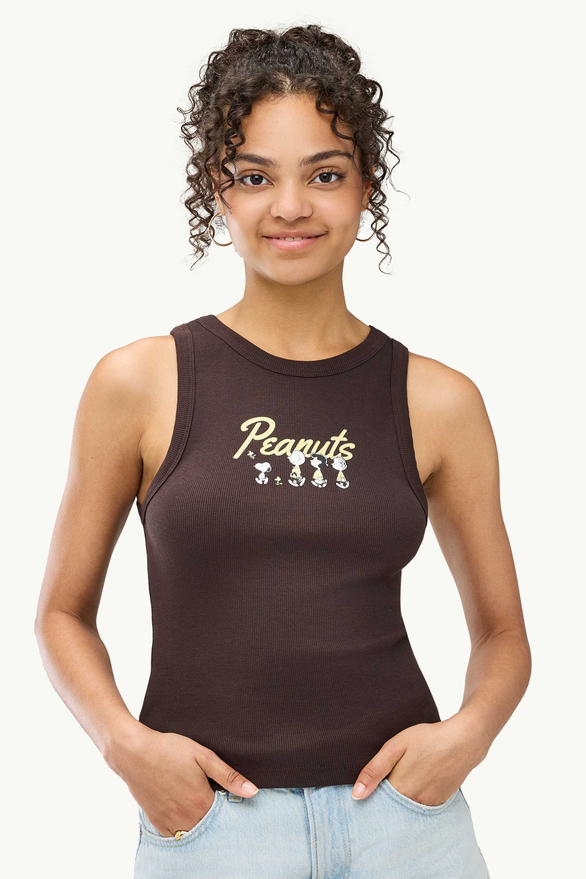 Top - ribbed - Peanuts brown