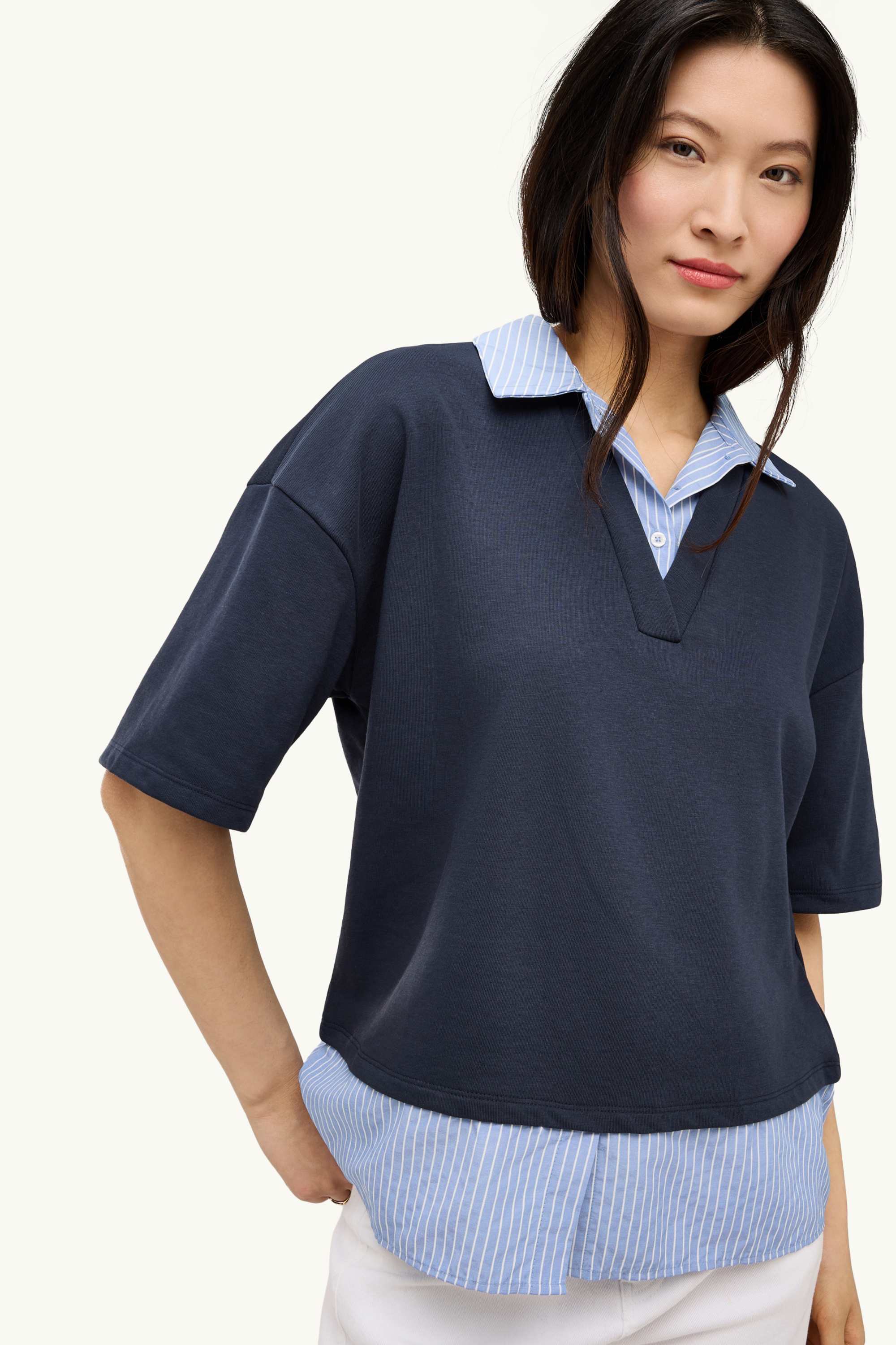 Sweatshirt - 2-in-1 look blue