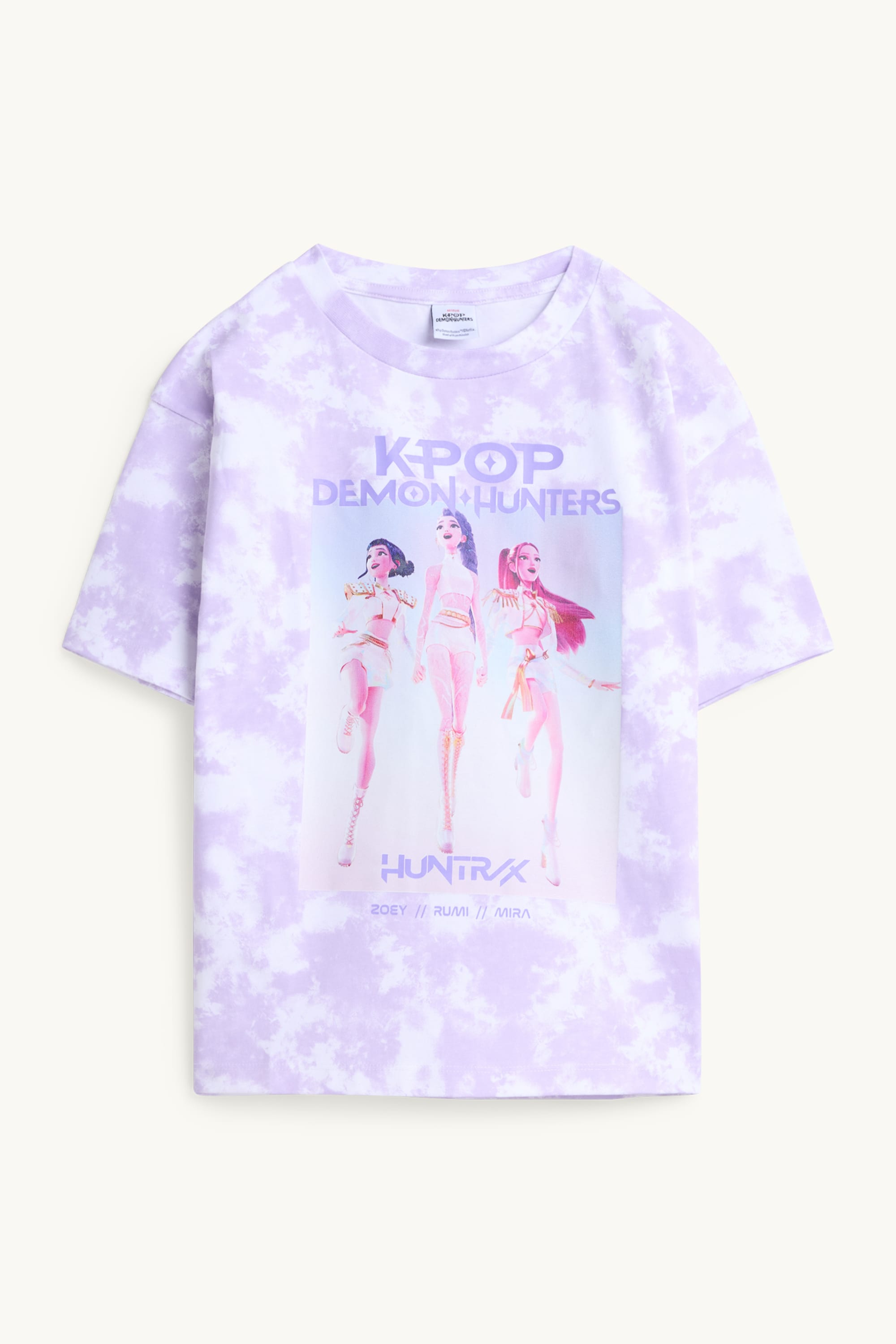 KPop Demon Hunters - short sleeve T-shirt - patterned purple / white