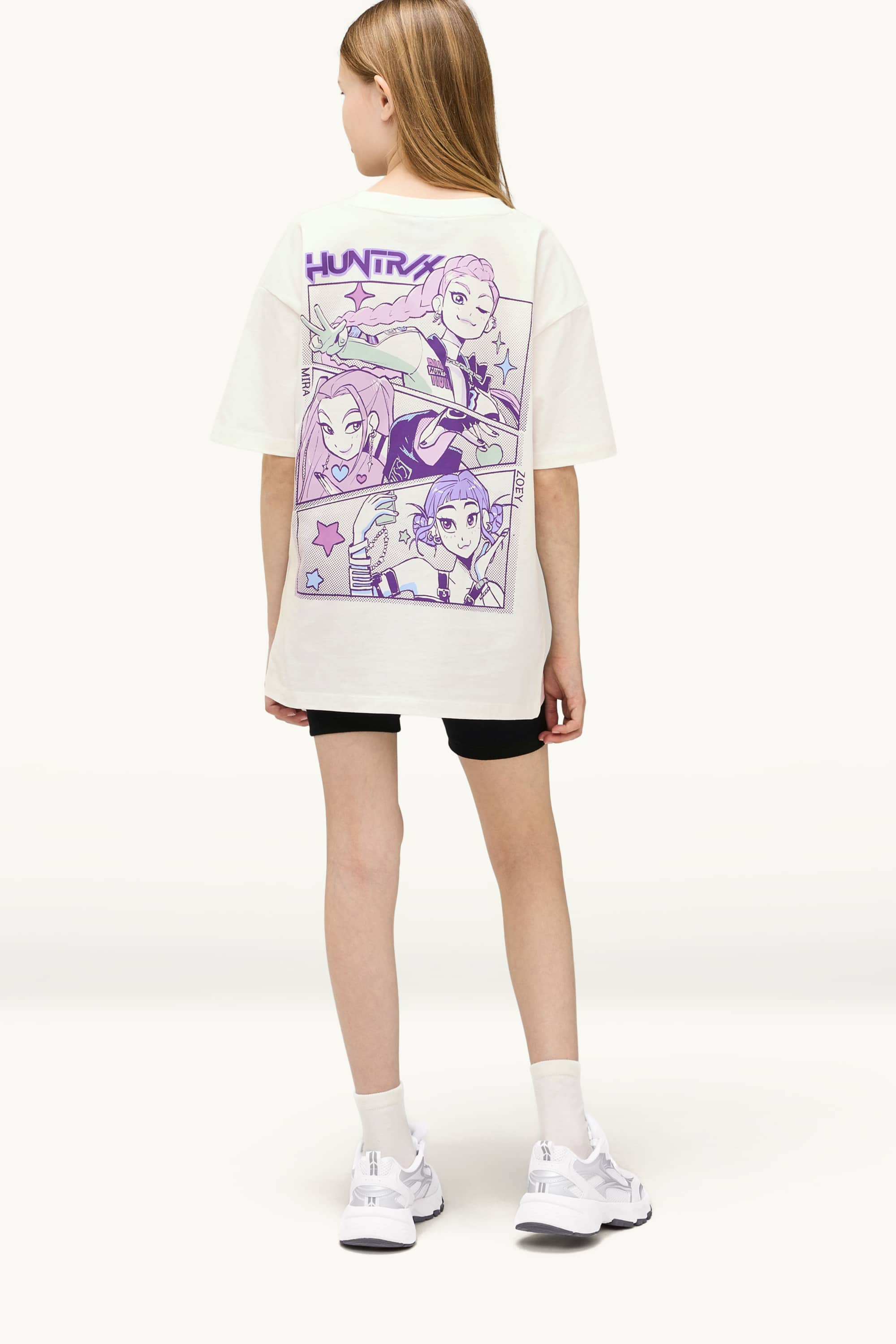 KPop Demon Hunters - set - short sleeve T-shirt and cycling shorts - 2 piece purple / white