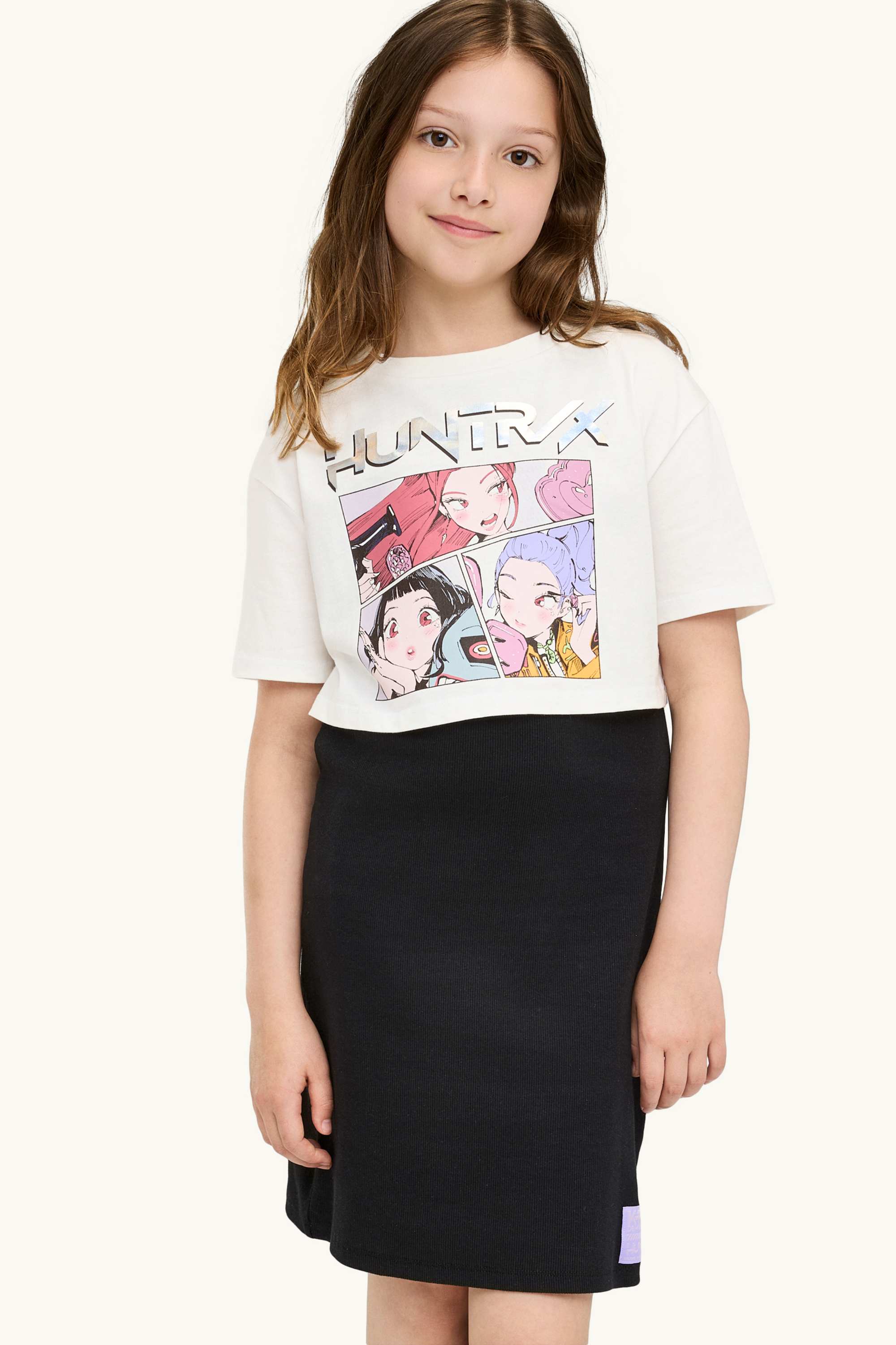 KPop Demon Hunters - set - short sleeve T-shirt and dress - 2 piece white / black
