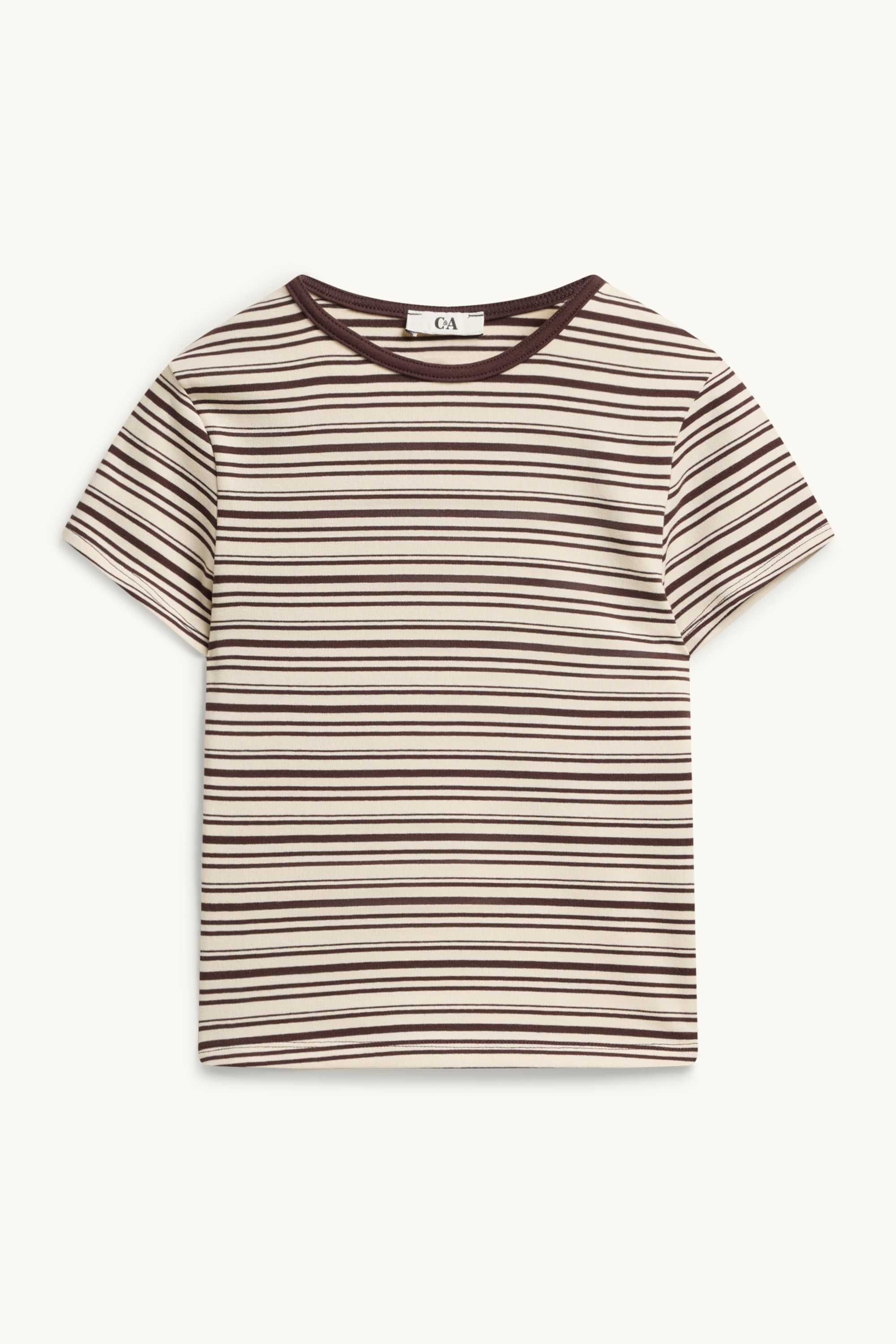 T-shirt - slim fit - striped brown / beige (1)