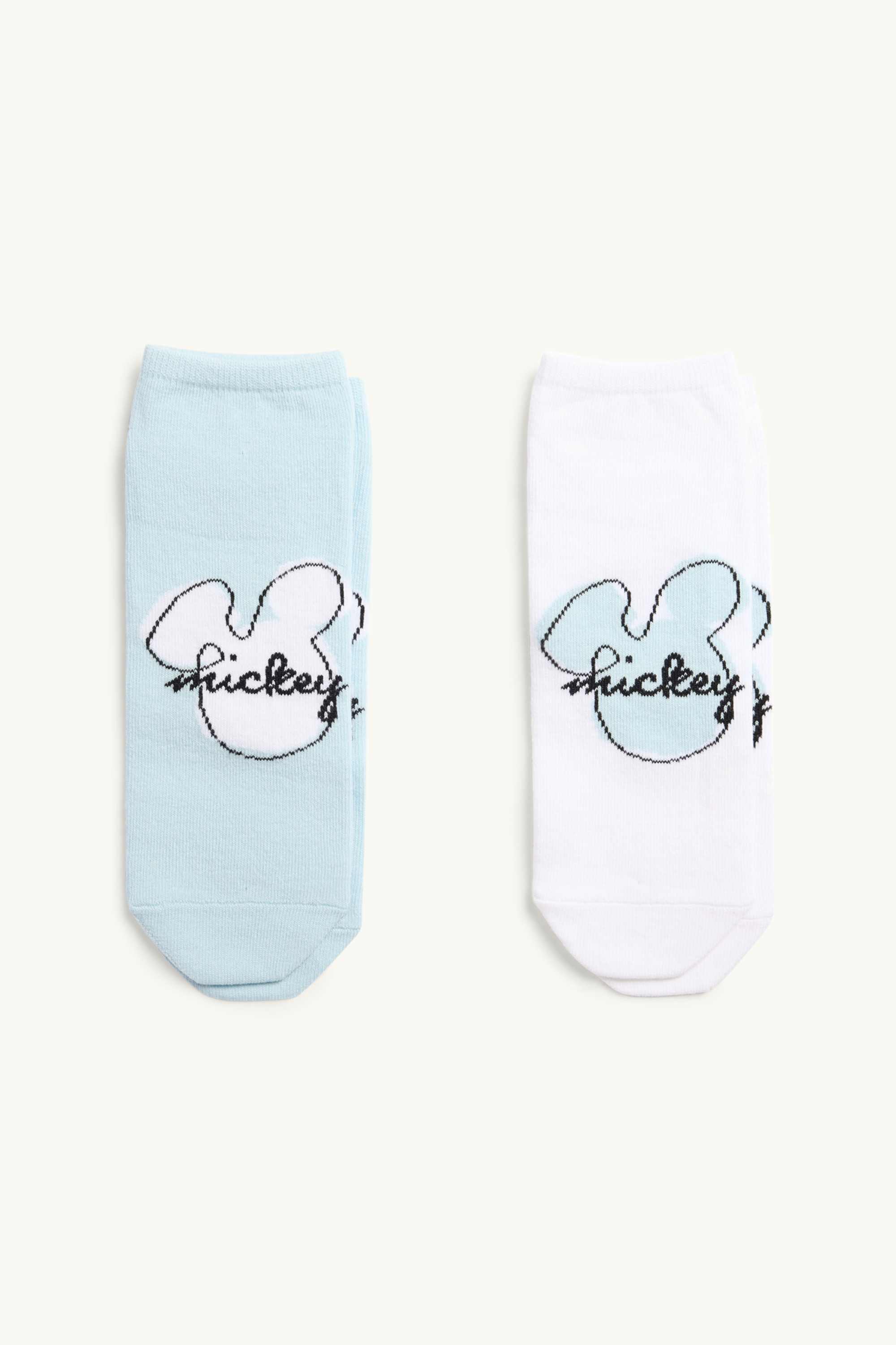 Multipack of 2 - trainer socks with motif - Mickey Mouse white / light blue
