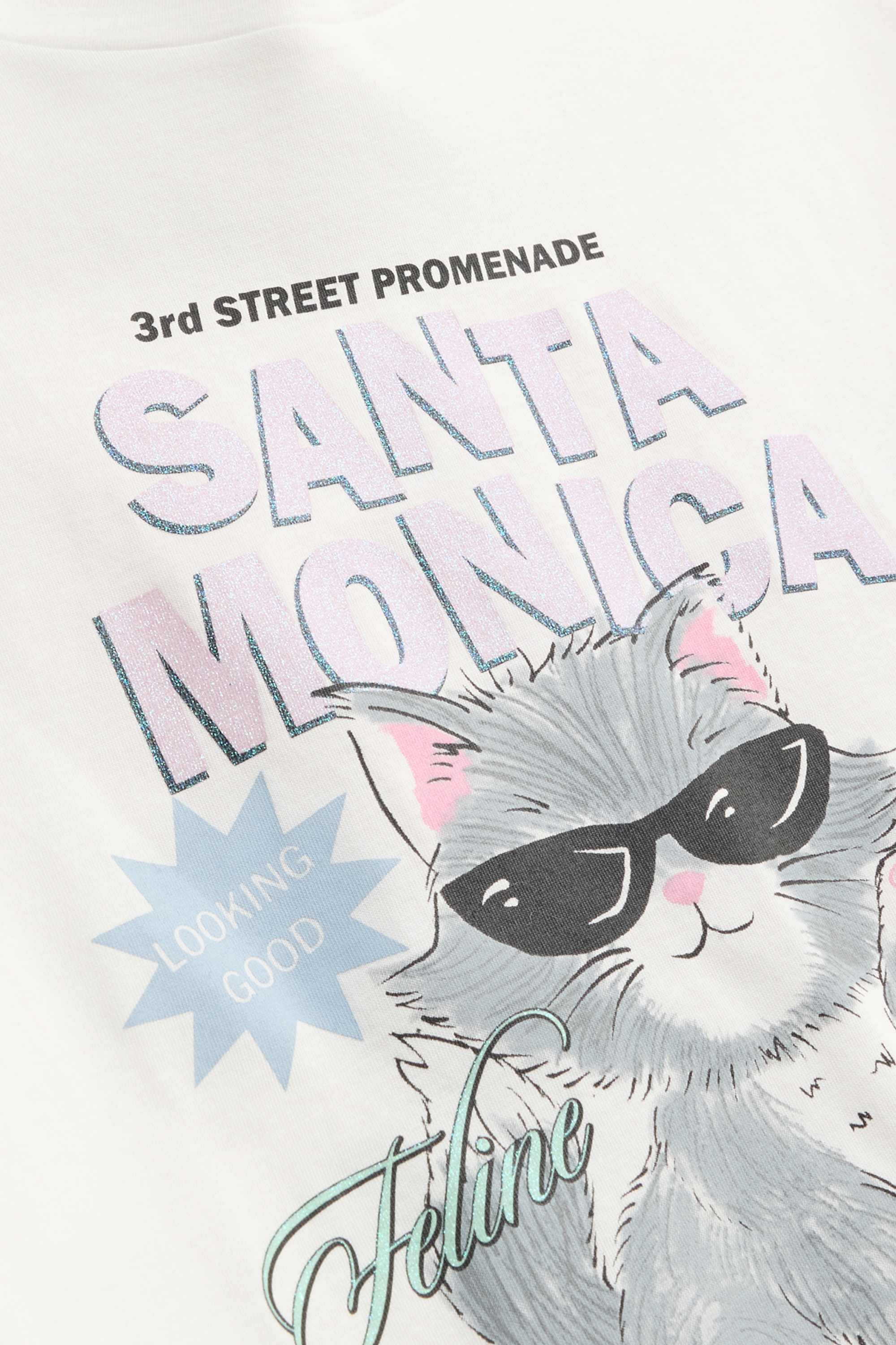 Cat - short sleeve T-shirt - shiny white