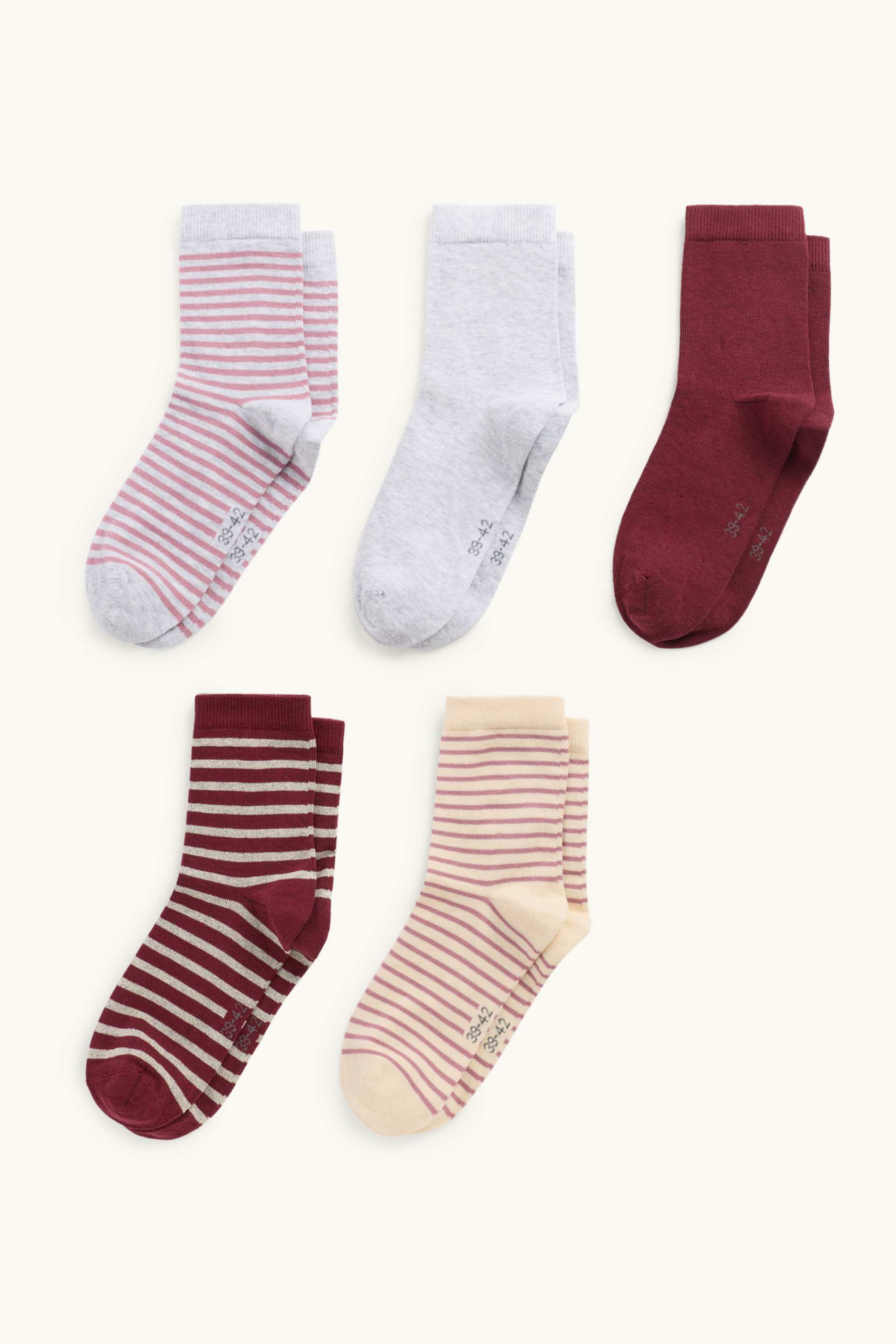 Multipack of 5 - socks beige / bordeaux