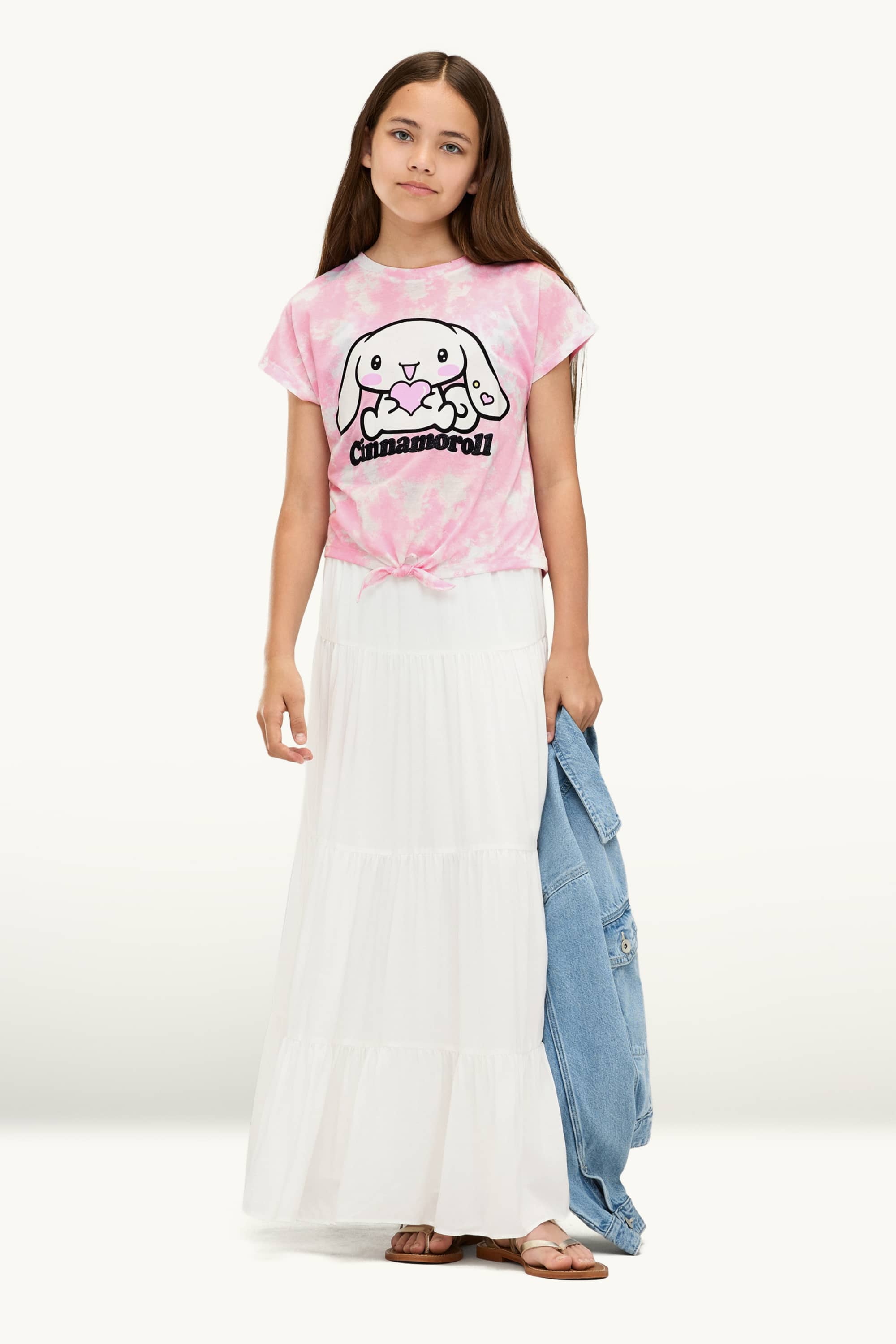 Cinnamoroll - short sleeve T-shirt - shiny - patterned white / rose