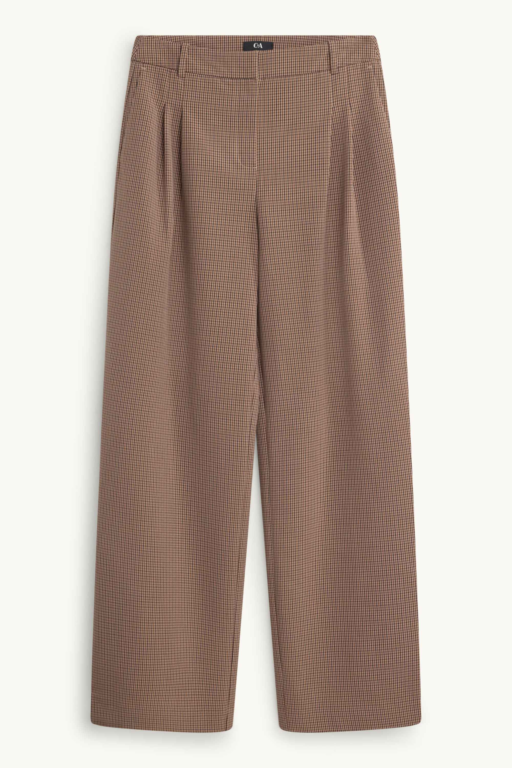 Business trousers - mid-rise waist - regular fit - check beige / brown