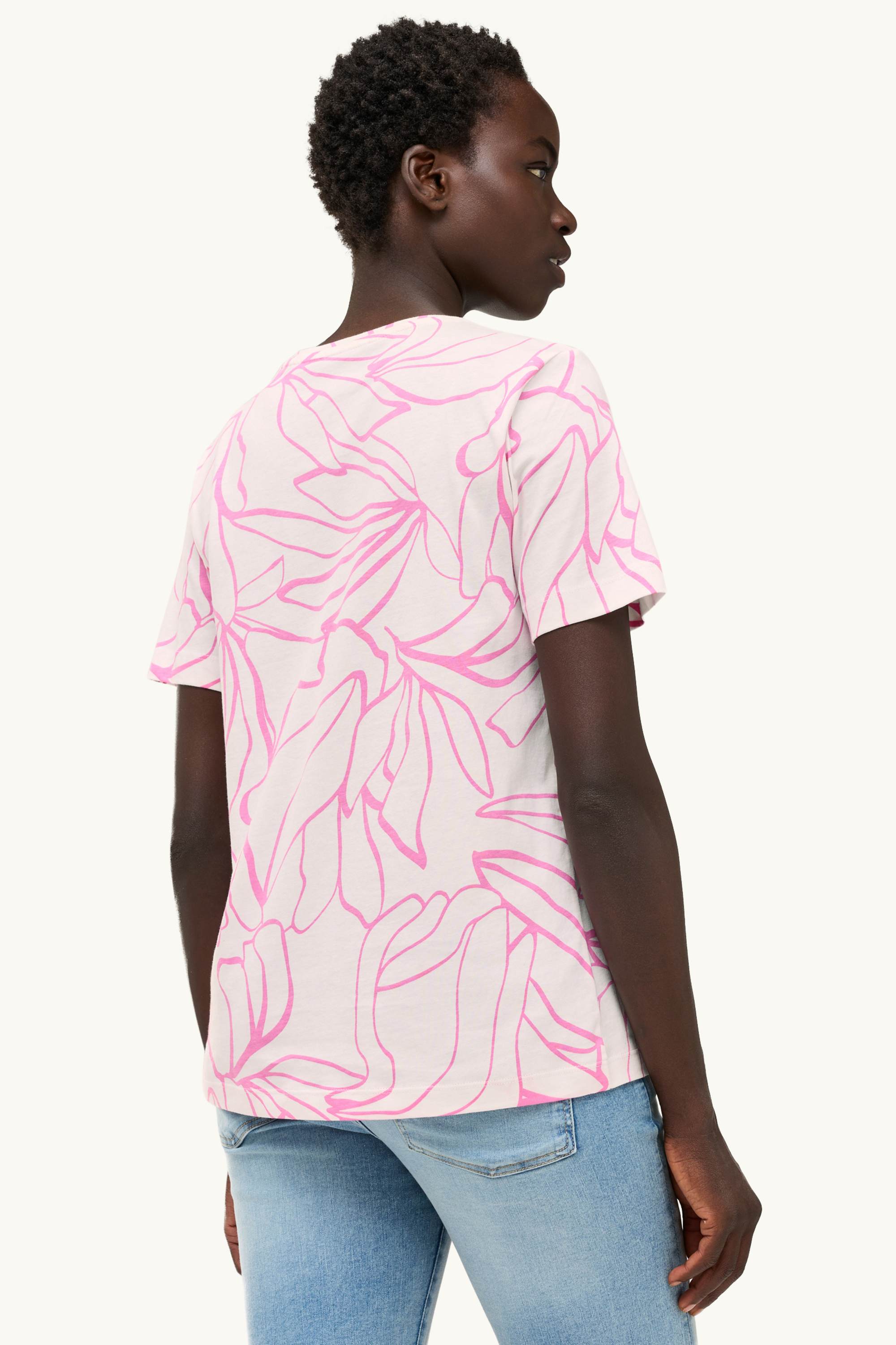 T-shirt - regular fit - patterned white / rose