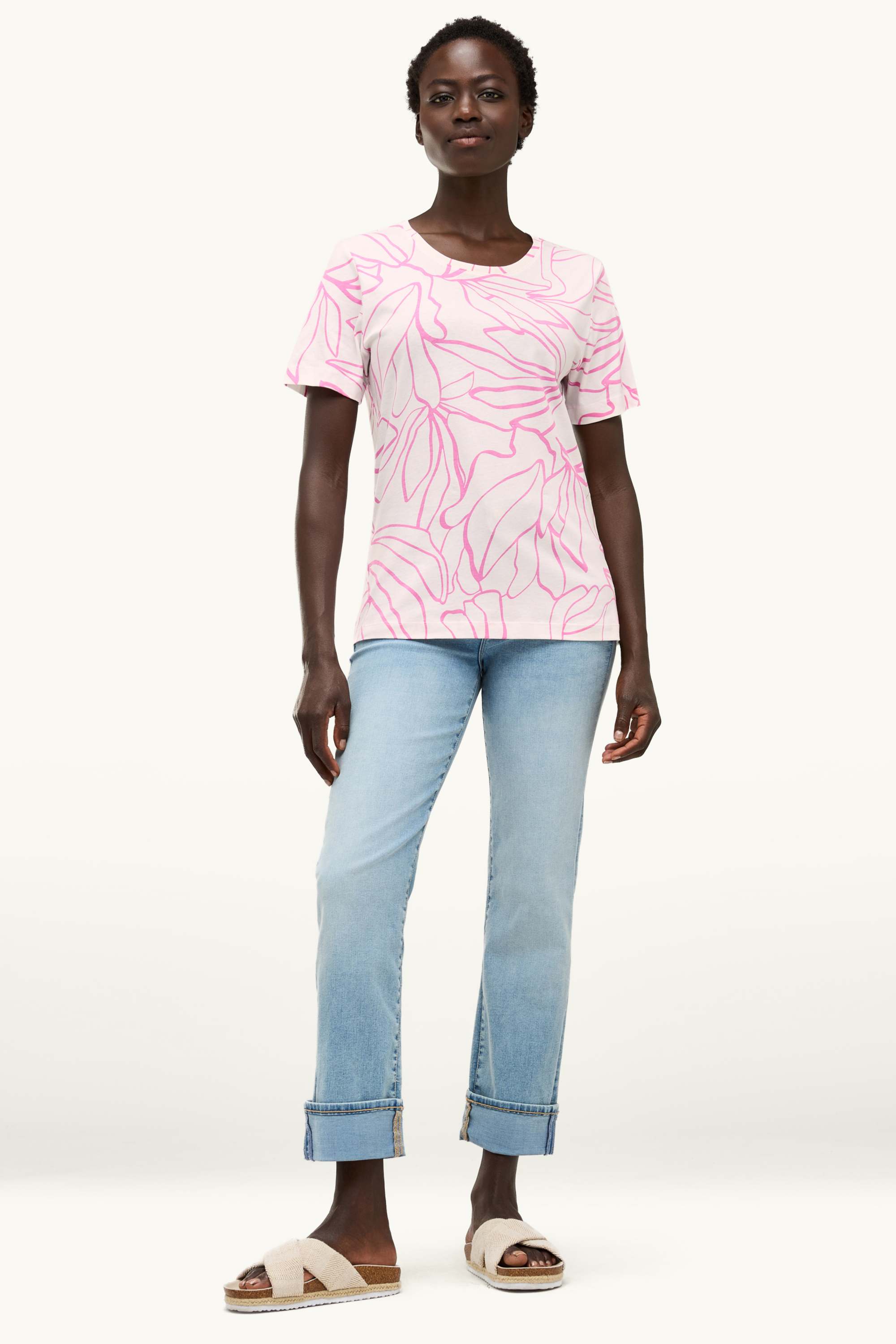 T-shirt - regular fit - patterned white / rose